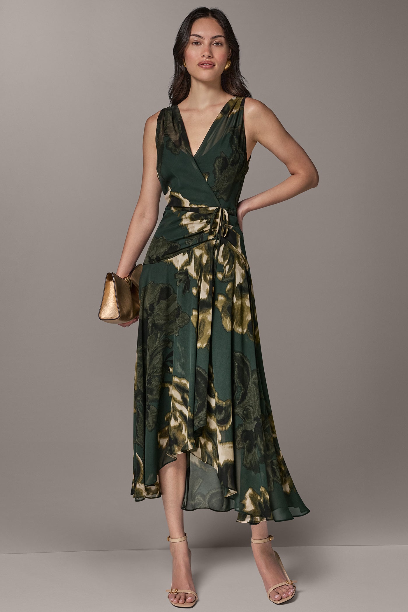 WRAP-EFFECT FLORAL MIDI DRESS VIEW 7