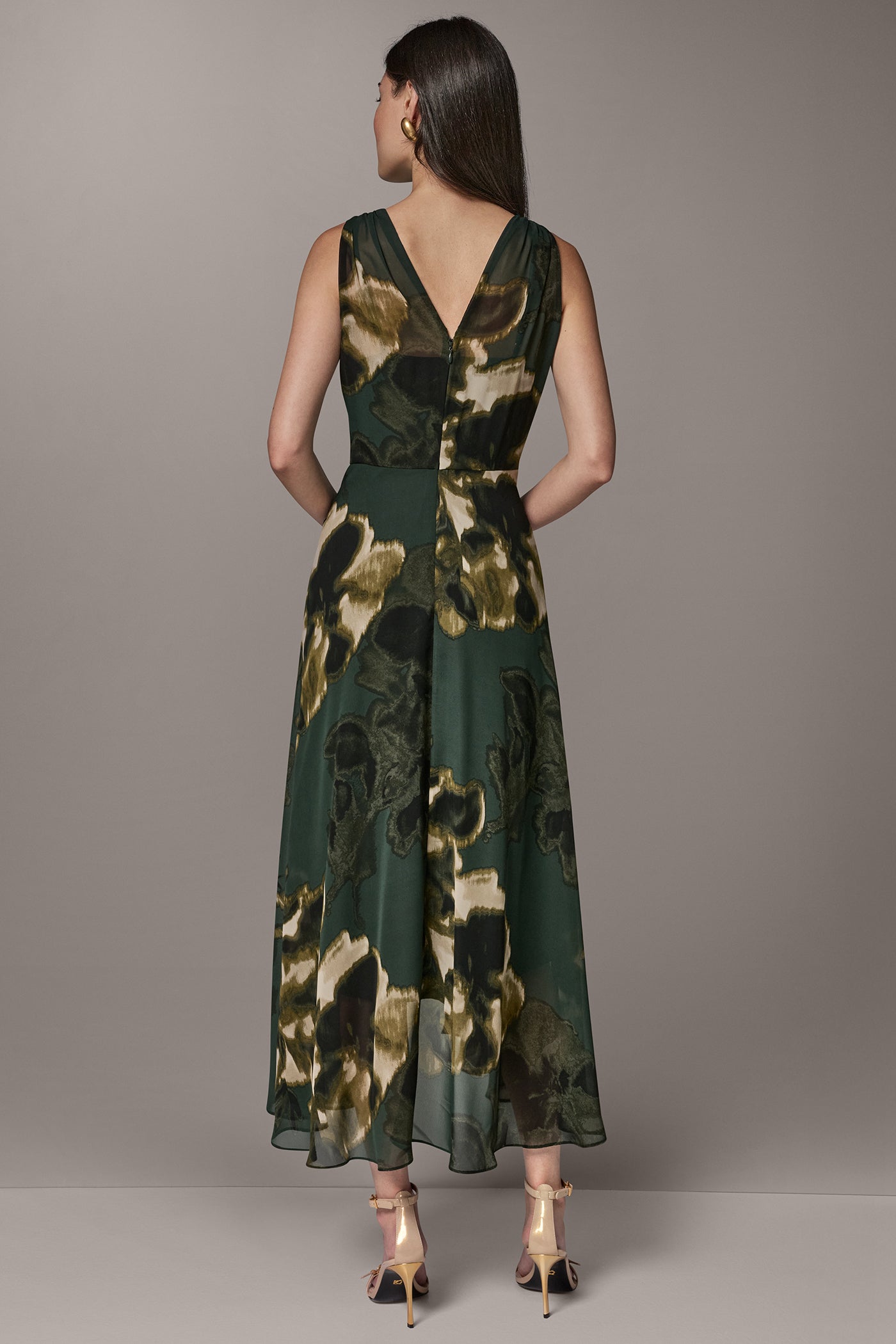 WRAP-EFFECT FLORAL MIDI DRESS VIEW 3