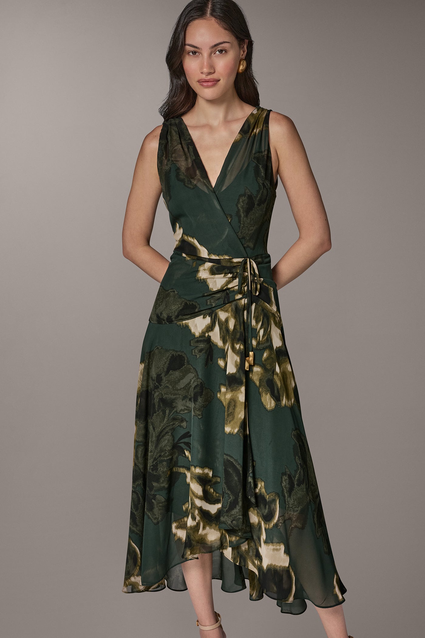 WRAP-EFFECT FLORAL MIDI DRESS VIEW 6