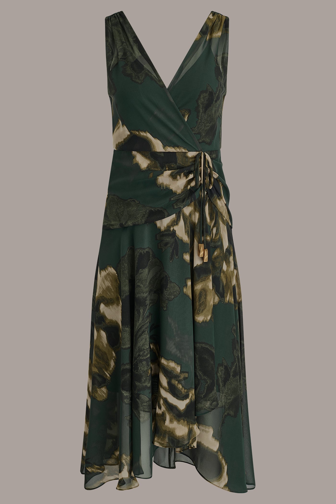WRAP-EFFECT FLORAL MIDI DRESS VIEW 10