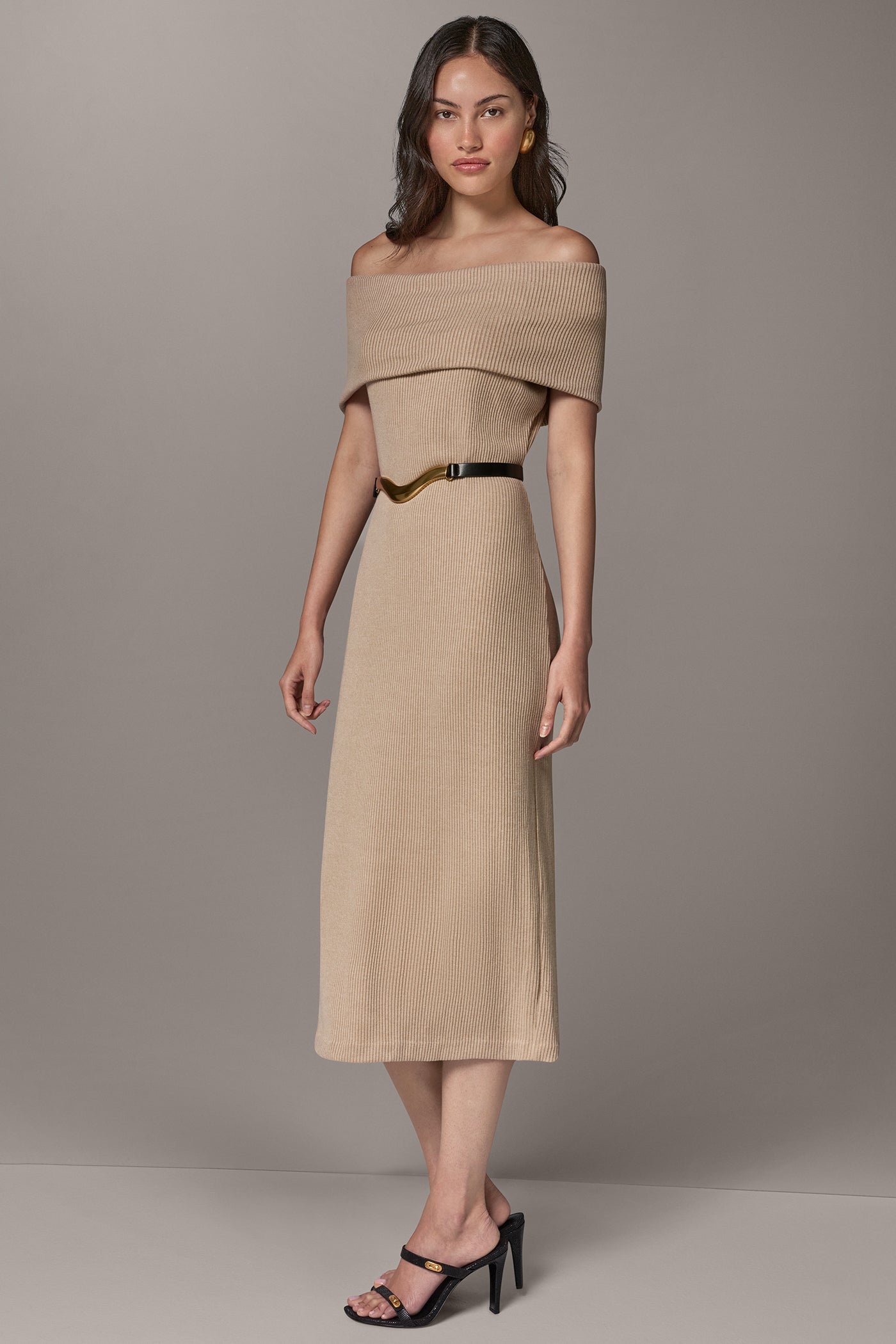 OFF THE SHOULDER MIDI SHEATH (alternate view)