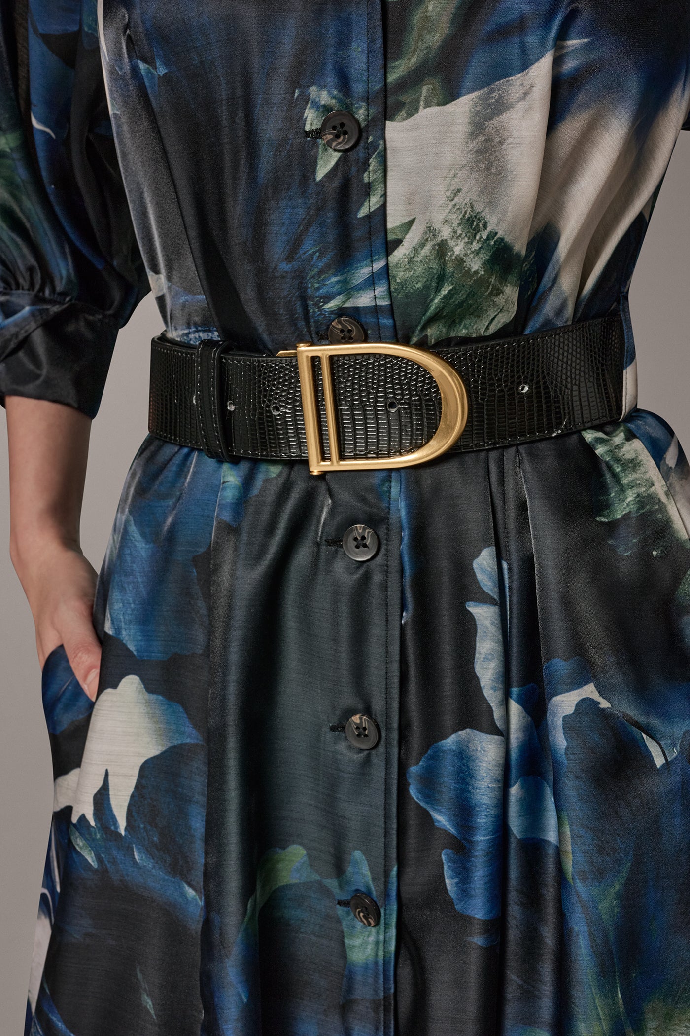 PUFF SLEEVE FLORAL MIDI SHIRT DRESS VIEW 7