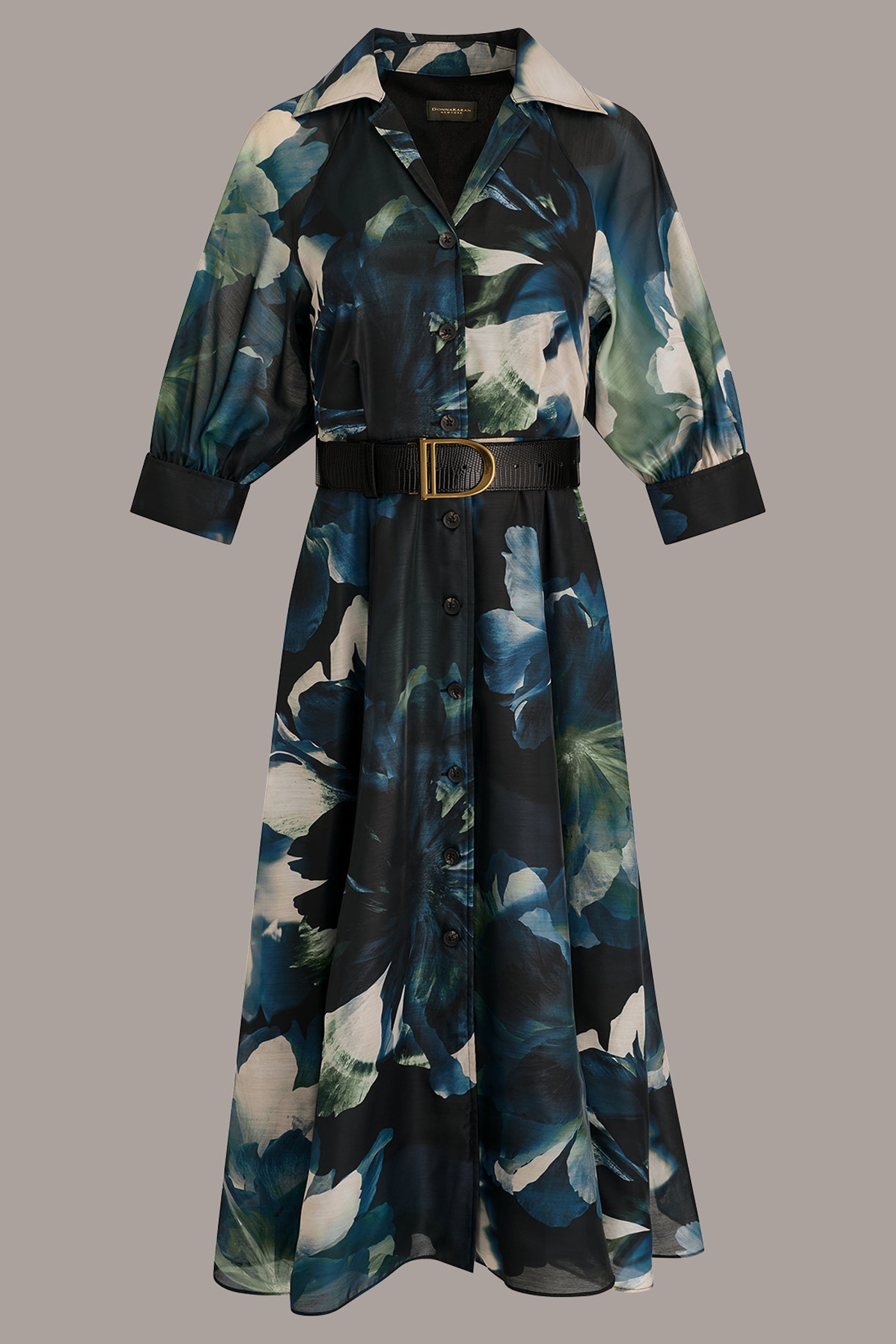 PUFF SLEEVE FLORAL MIDI SHIRT DRESS VIEW 11
