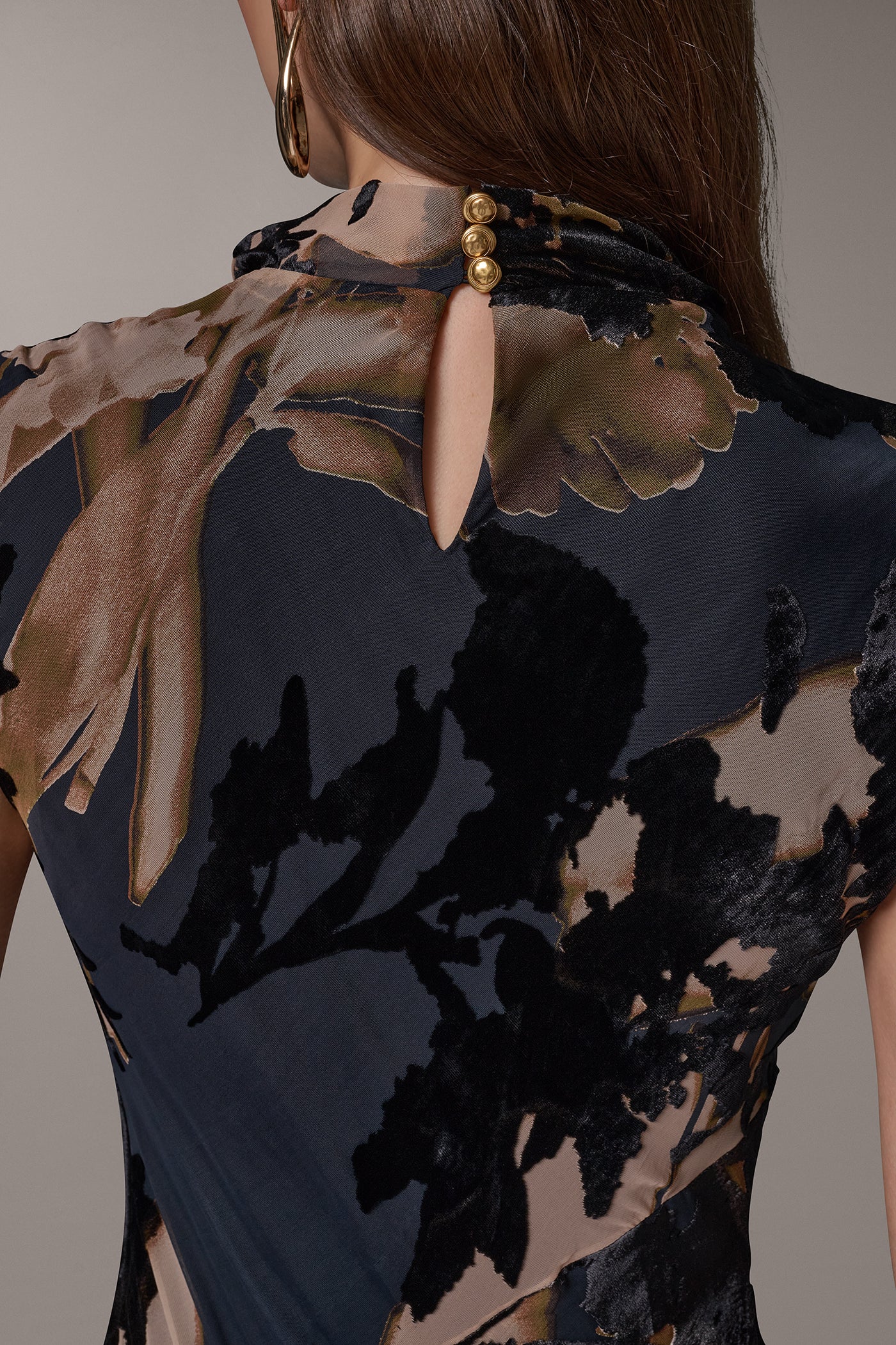 VELVET FLORAL BURNOUT MIDI DRESS VIEW 6