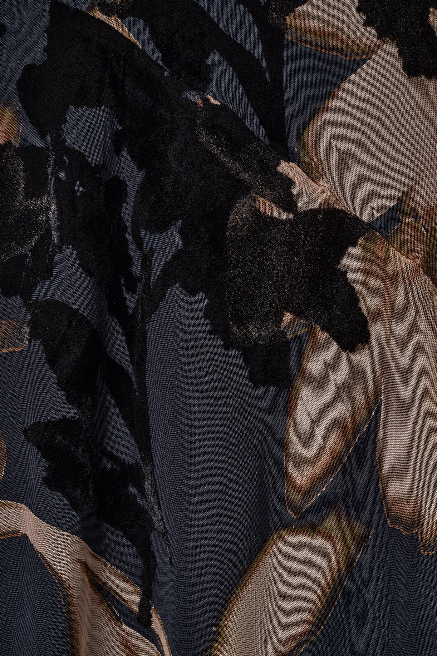 VELVET FLORAL BURNOUT MIDI DRESS VIEW 8