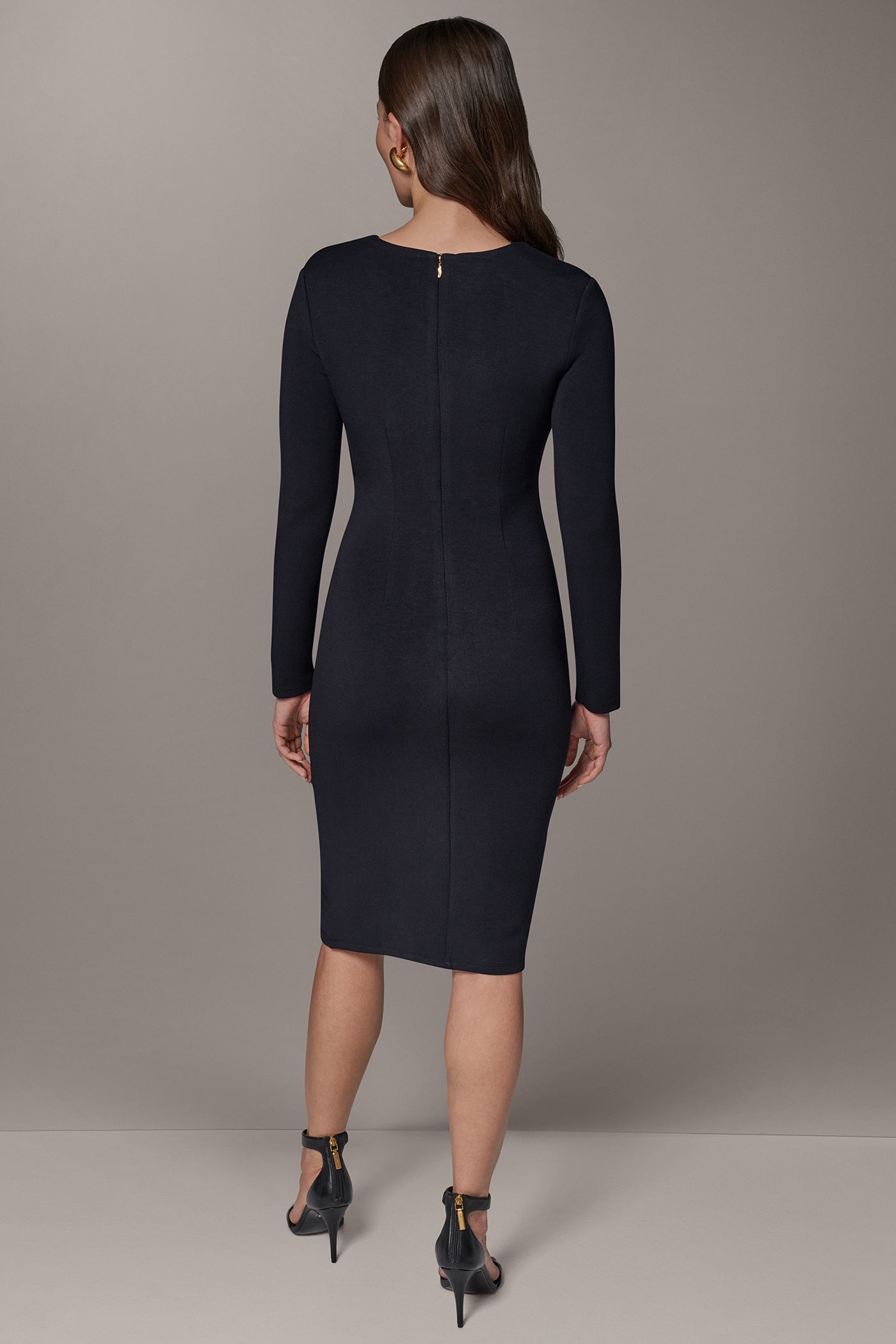 ASYMMETRIC NECK SHEATH DRESS VIEW 3