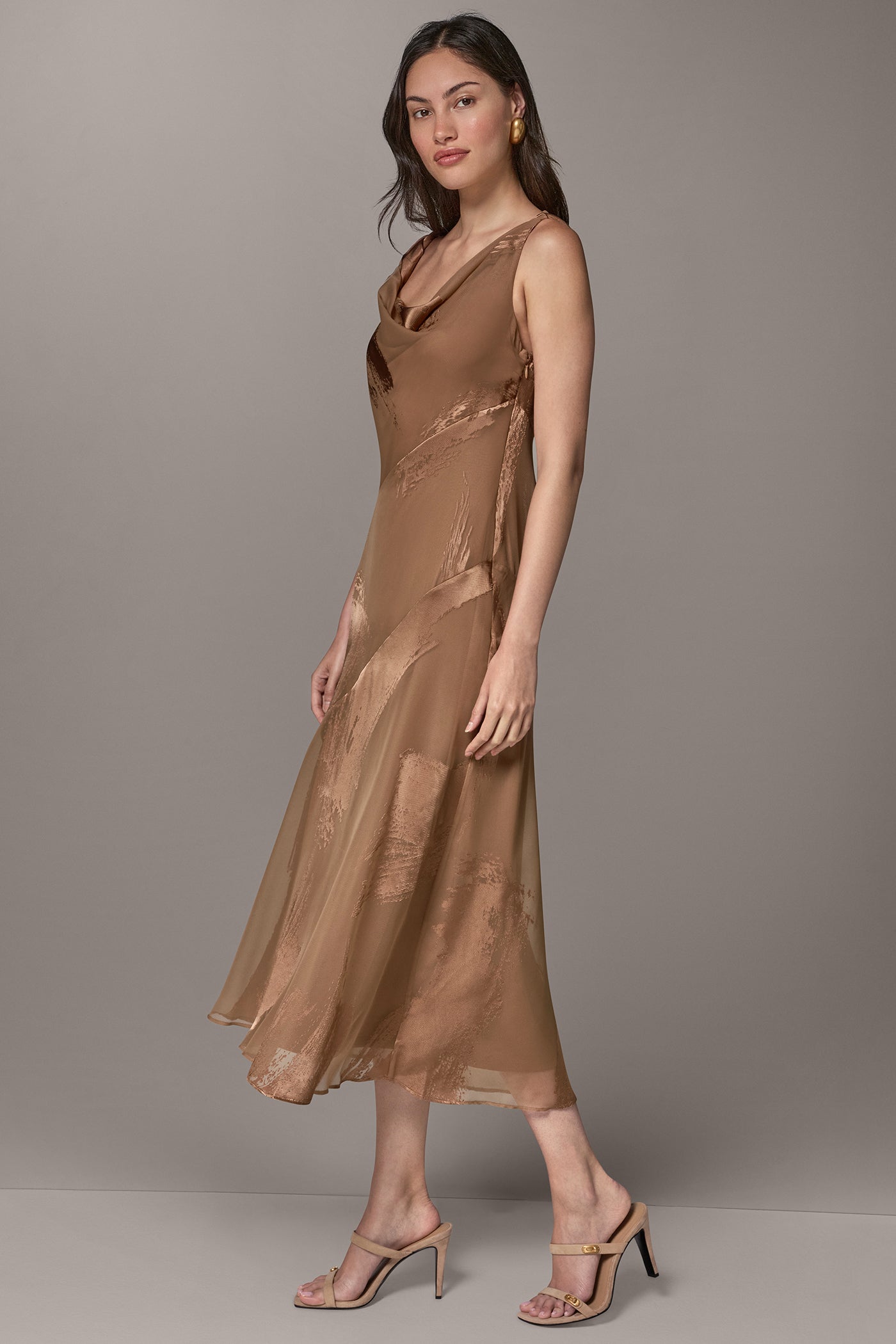 ASYMMETRIC BURNOUT MIDI DRESS VIEW 2