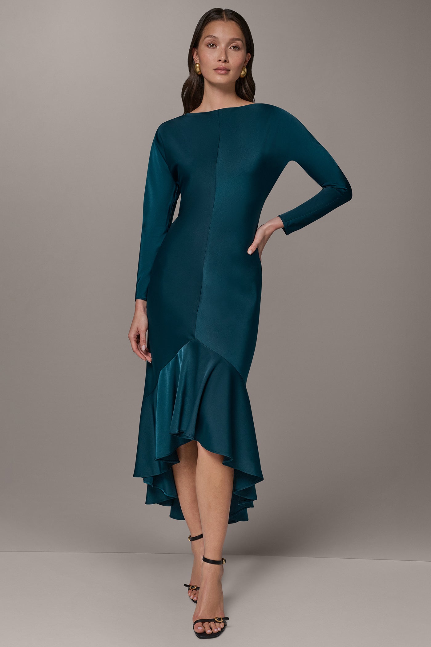 MIDI FLOUNCE HI LOW DRESS VIEW 3 | New Arrivals