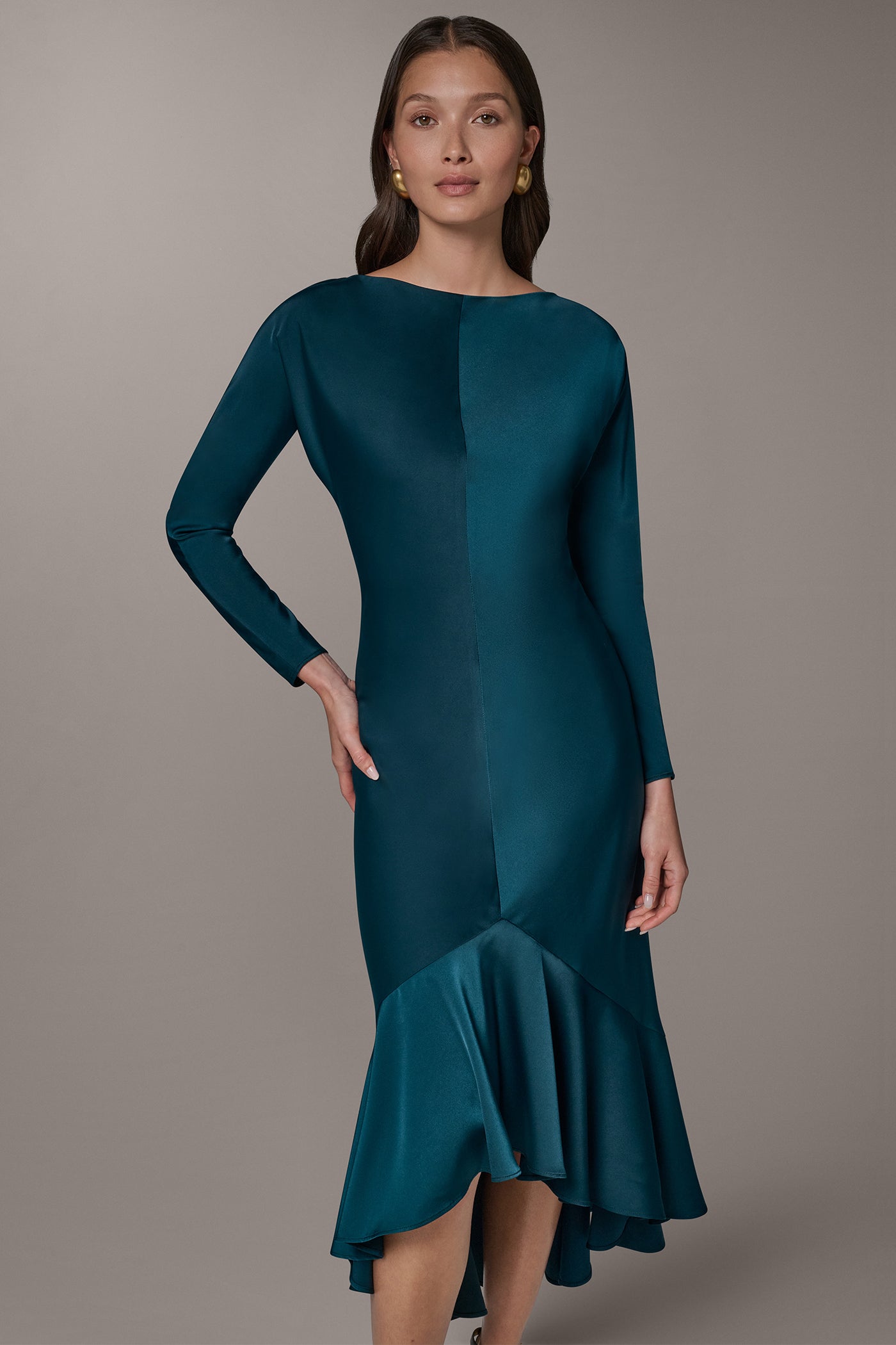 MIDI FLOUNCE HI LOW DRESS VIEW 8 | New Arrivals