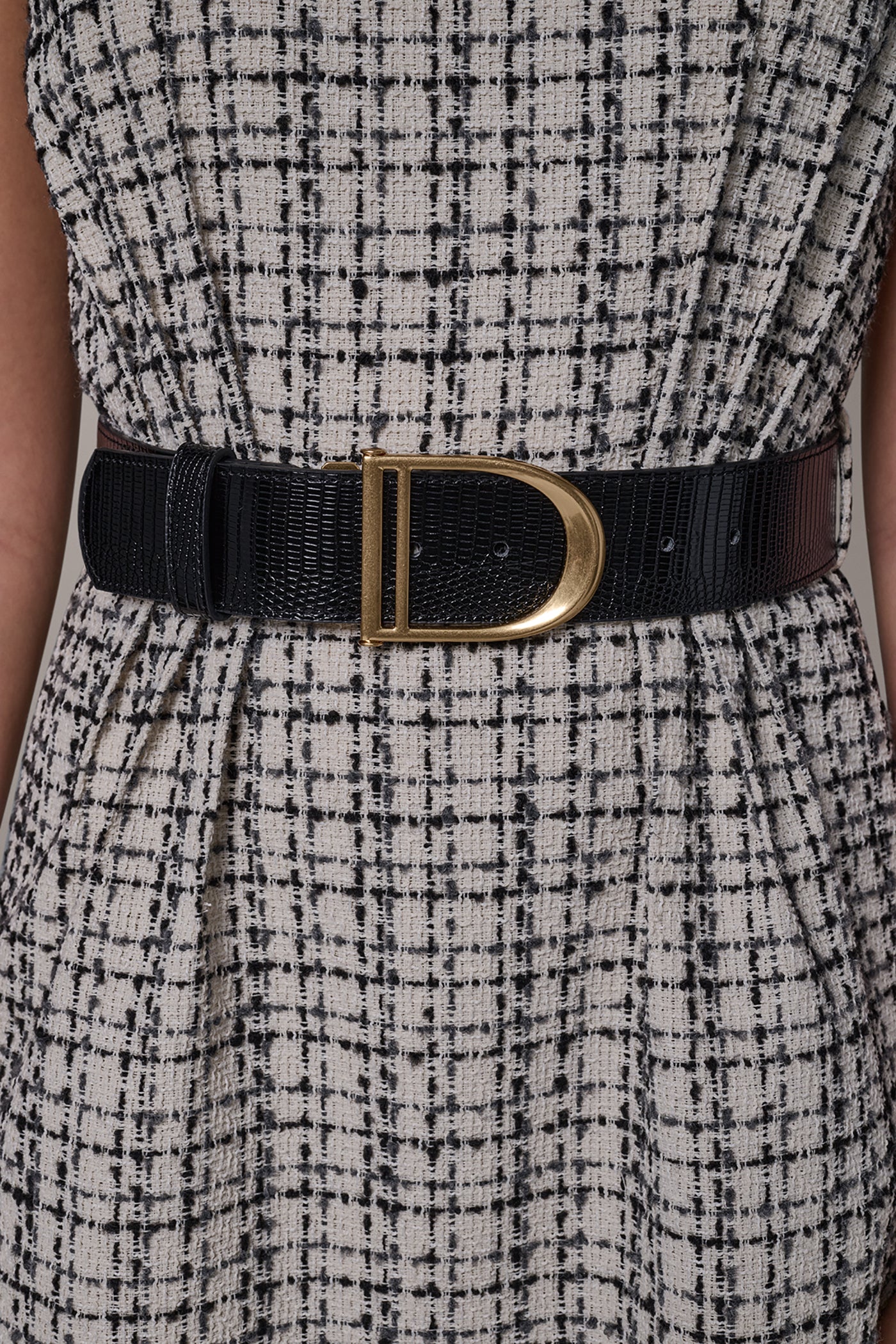 TWEED PLAID MIDI A-LINE DRESS VIEW 6