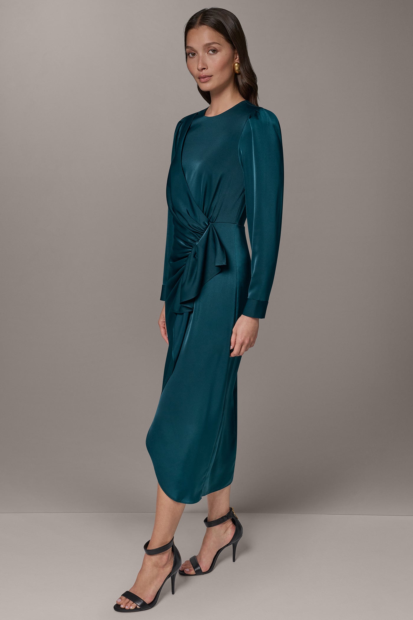 CASCADE RUFFLE MIDI DRESS (alternate view)