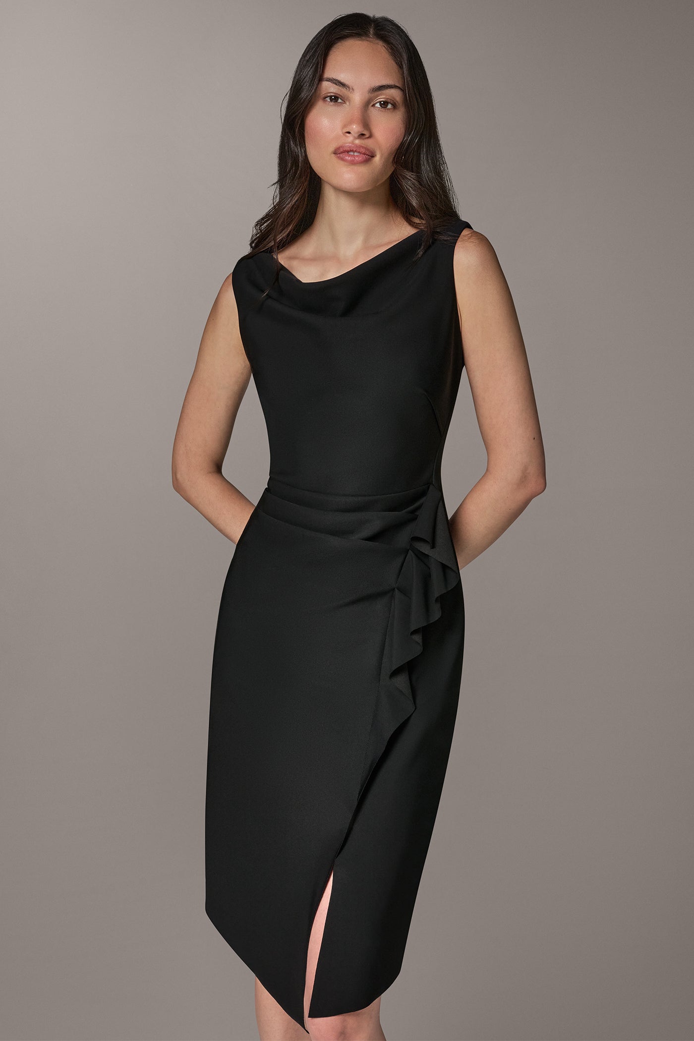 SIDE RUFFLE SHEATH DRESS VIEW 7