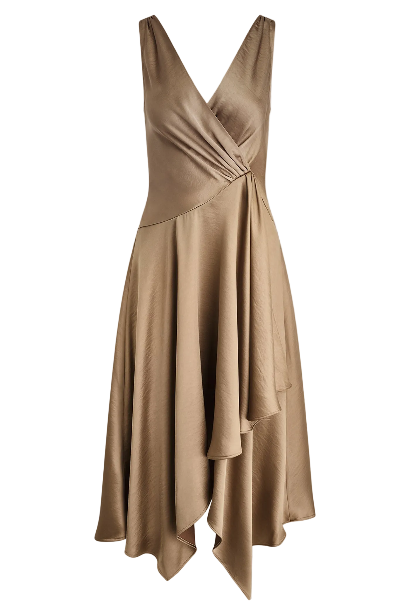 ASYMMETRIC WRAP-EFFECT MIDI DRESS (alternate view)