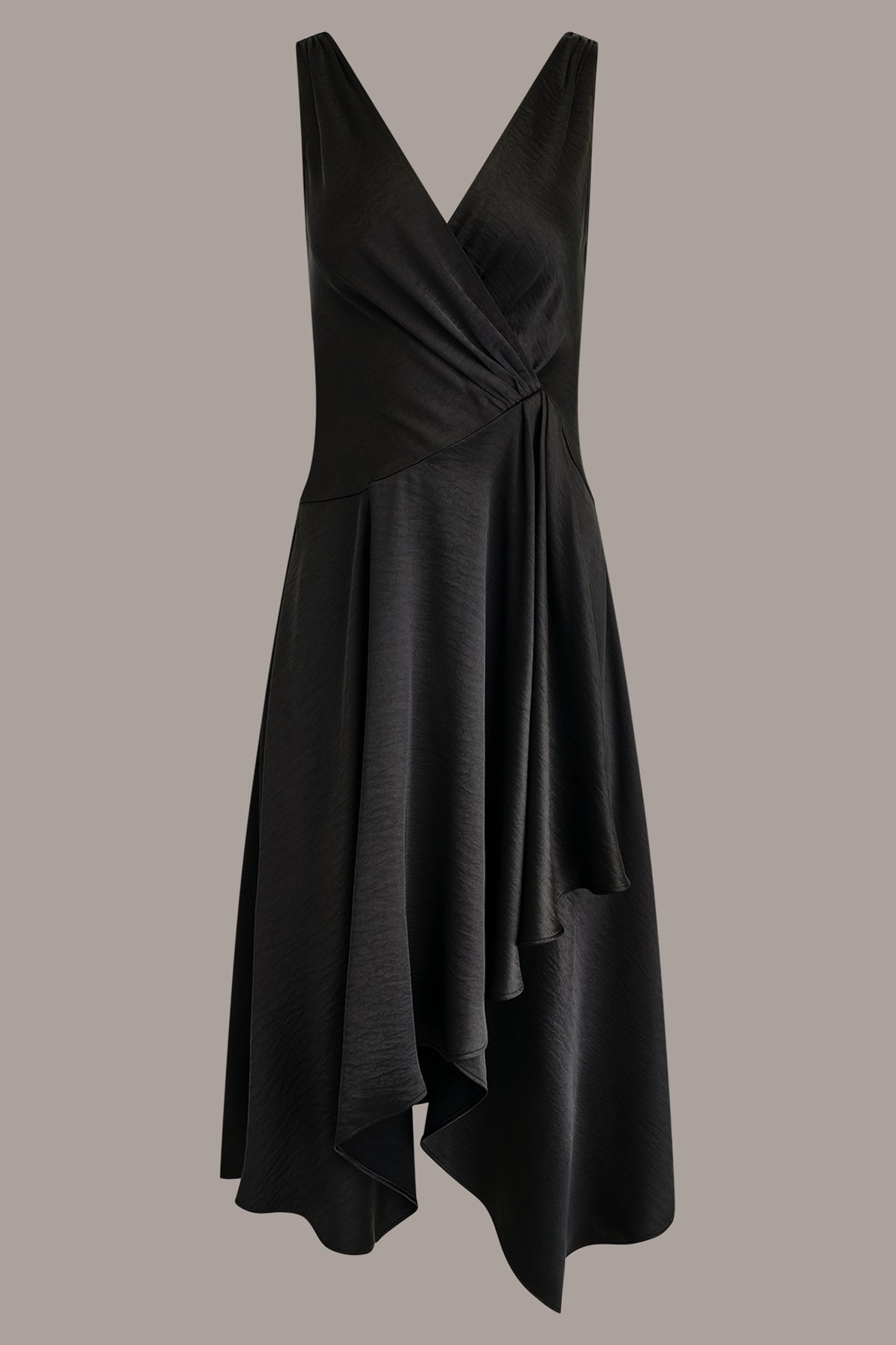 ASYMMETRIC WRAP-EFFECT MIDI DRESS VIEW 7