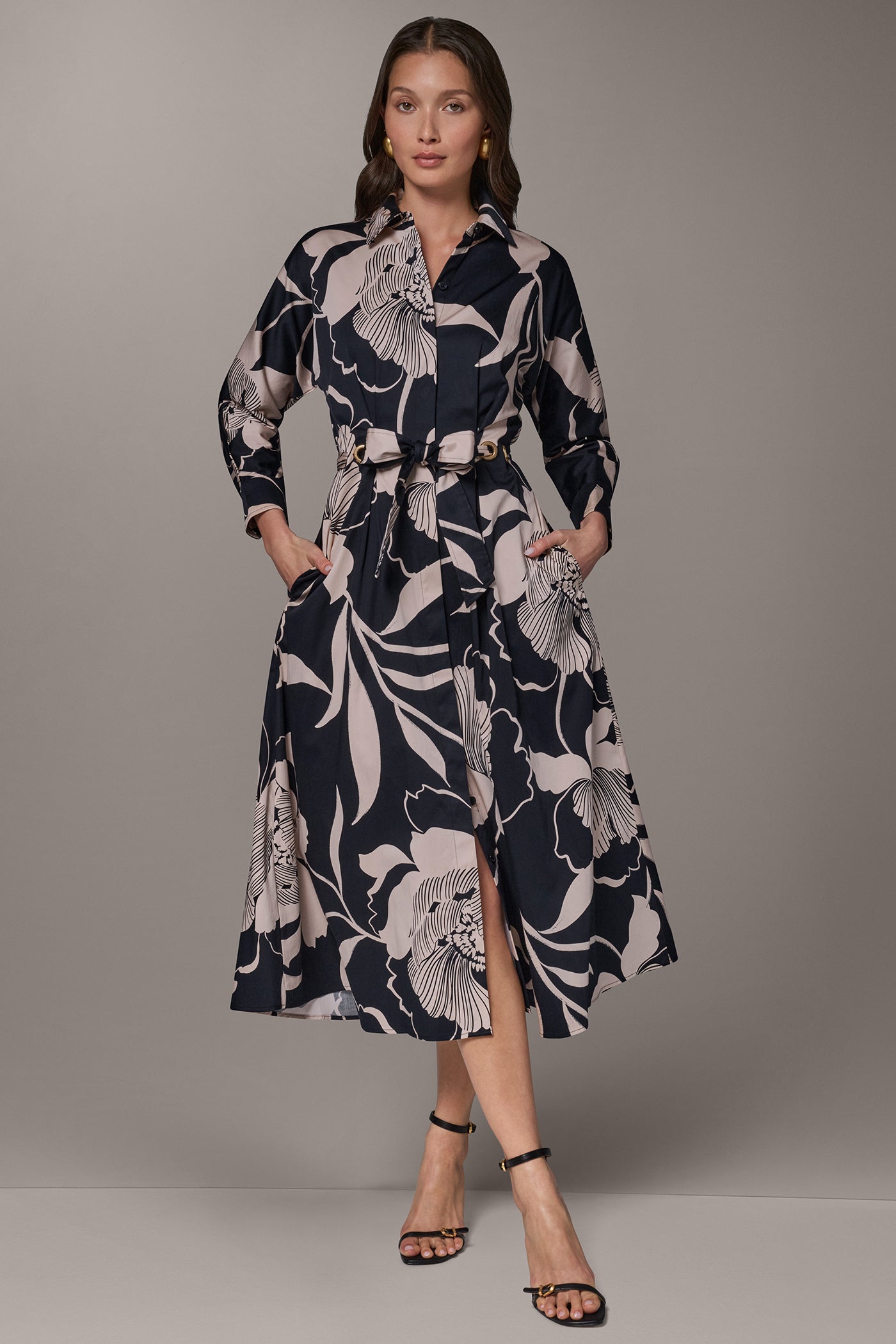 FLORAL MIDI SHIRT DRESS VIEW 10