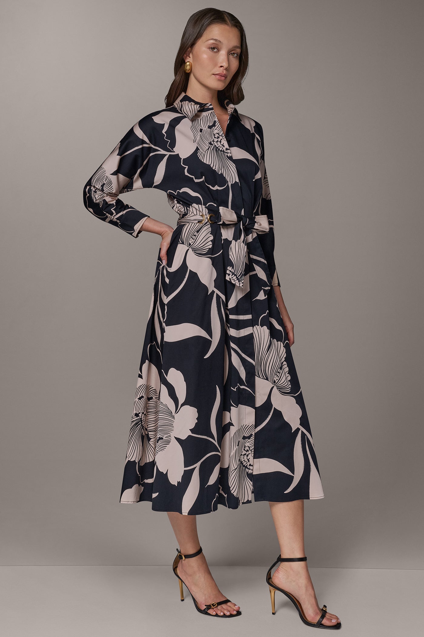 FLORAL MIDI SHIRT DRESS VIEW 4