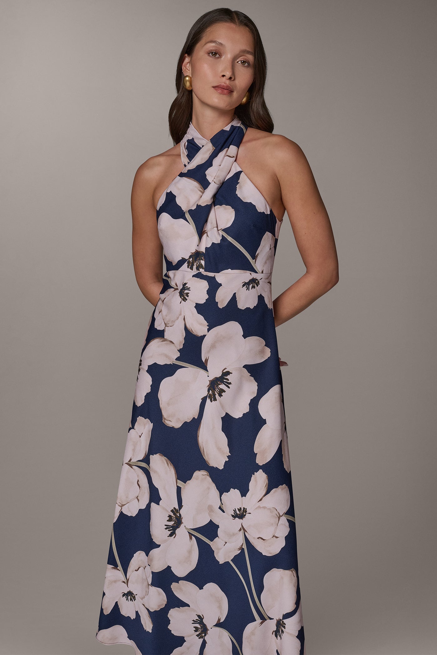 FLORAL CROSS FRONT MIDI DRESS VIEW 7