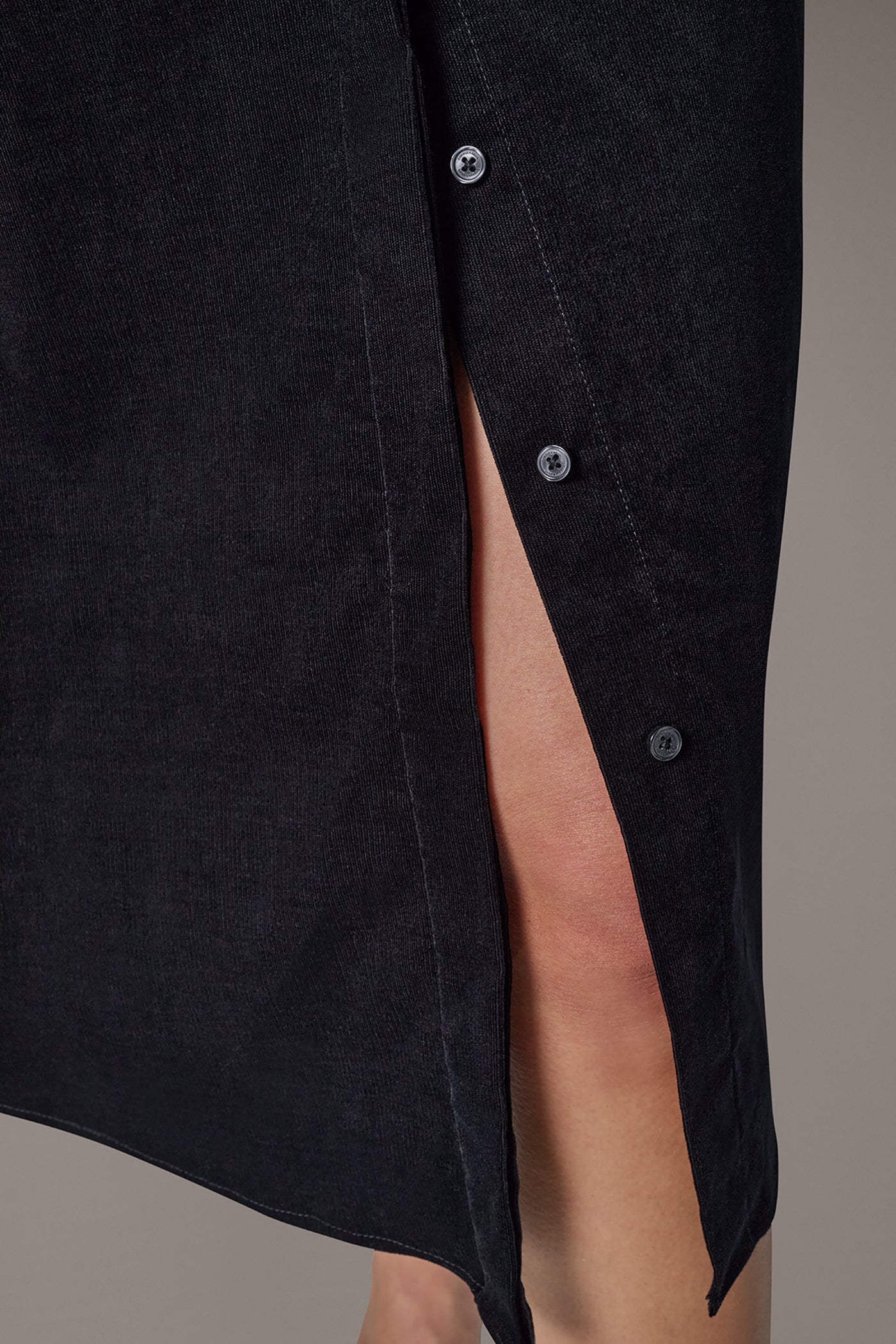 CORDUROY MIDI SHIRT DRESS VIEW 7 | Black Dresses