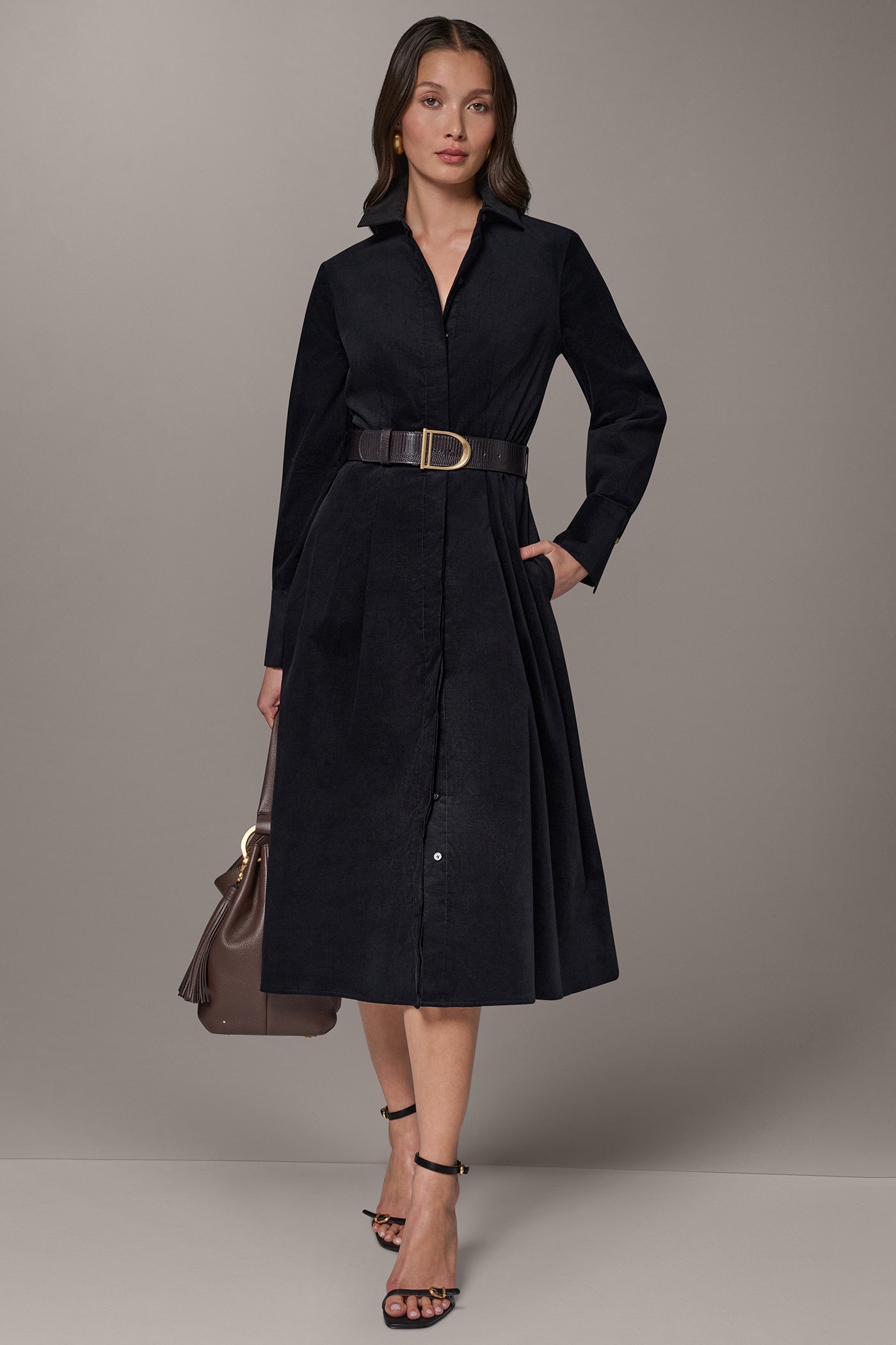 CORDUROY MIDI SHIRT DRESS