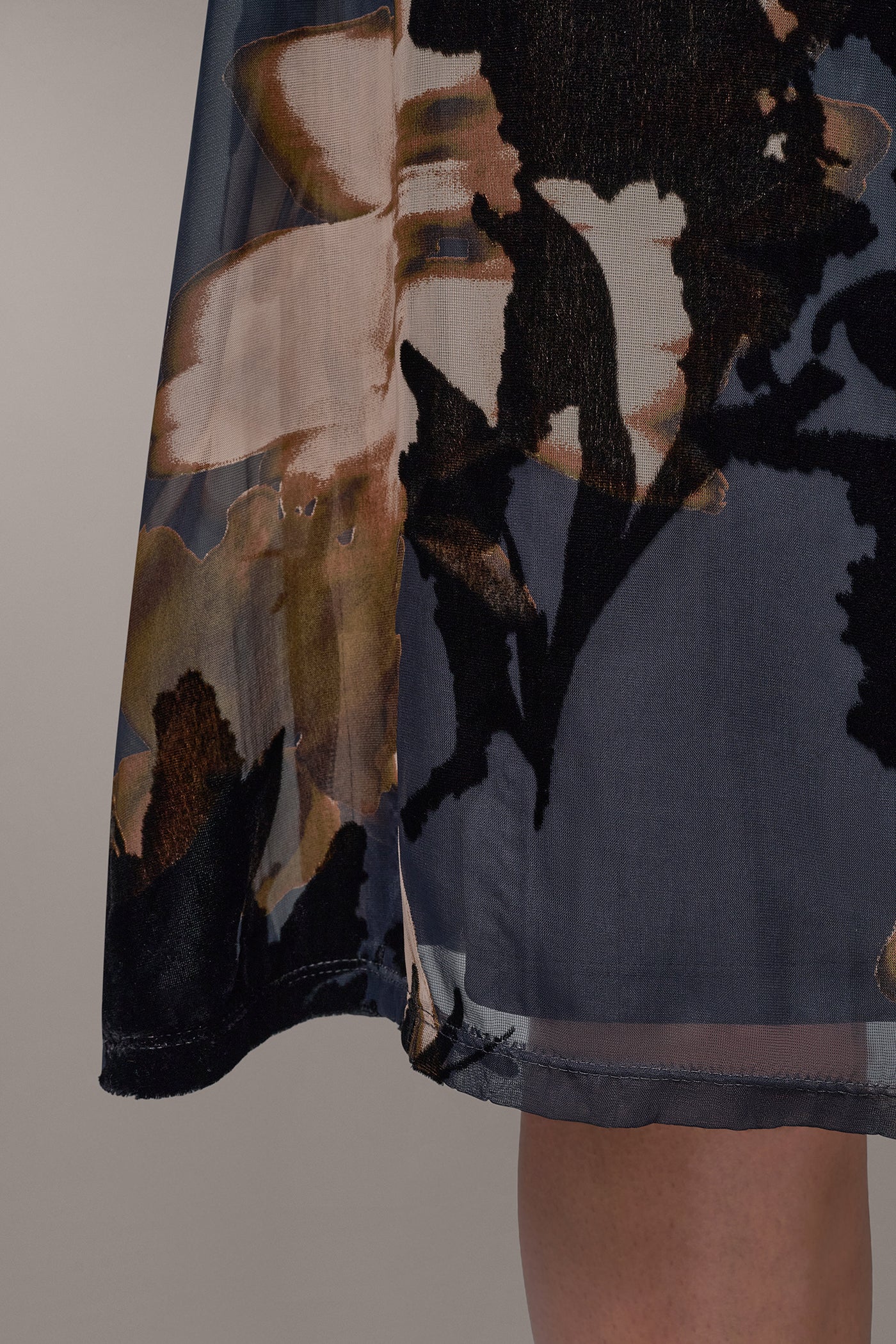FLORAL ASYMMETRIC BURNOUT MIDI DRESS VIEW 7