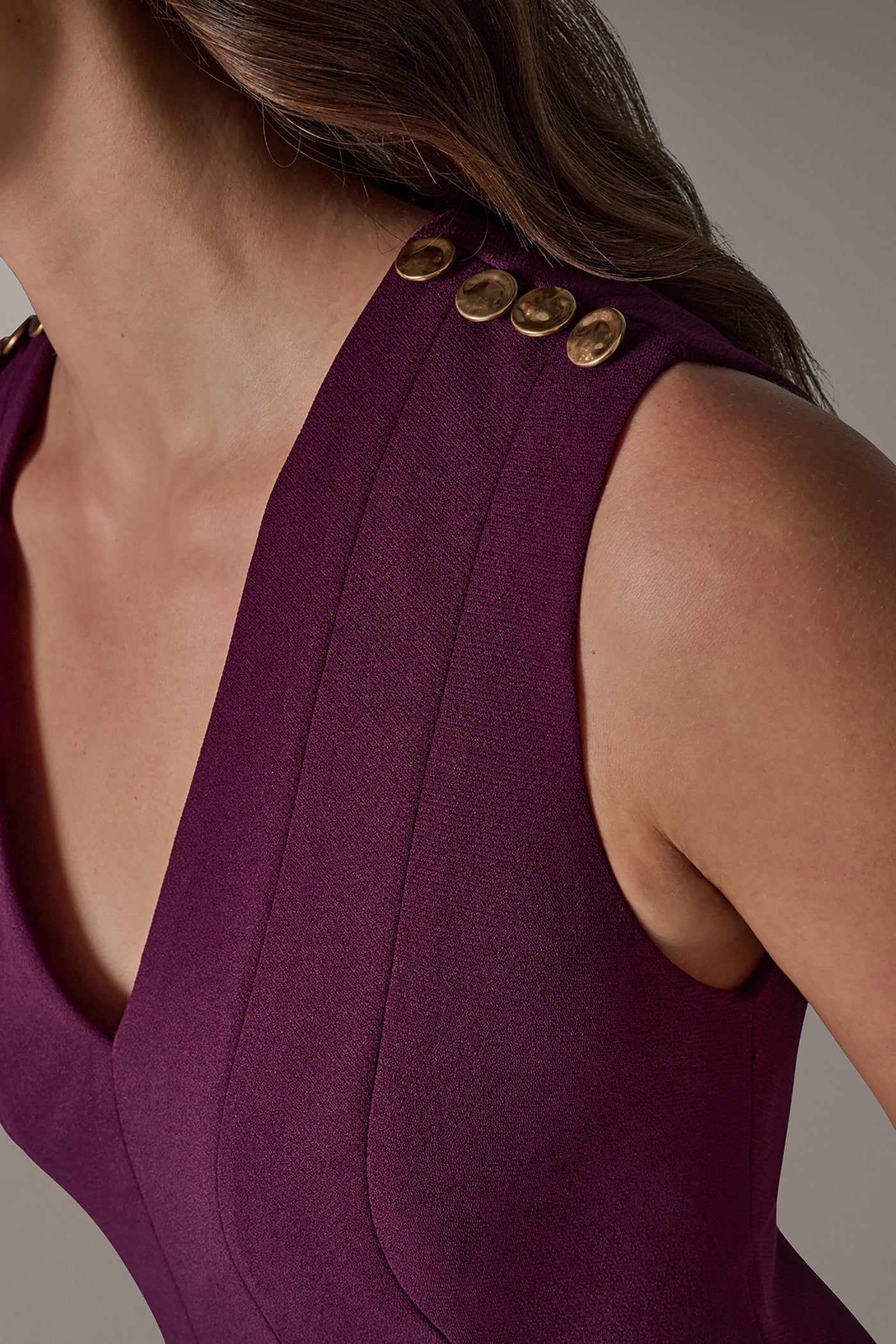 BUTTON MIDI FIT AND FLARE DRESS VIEW 7