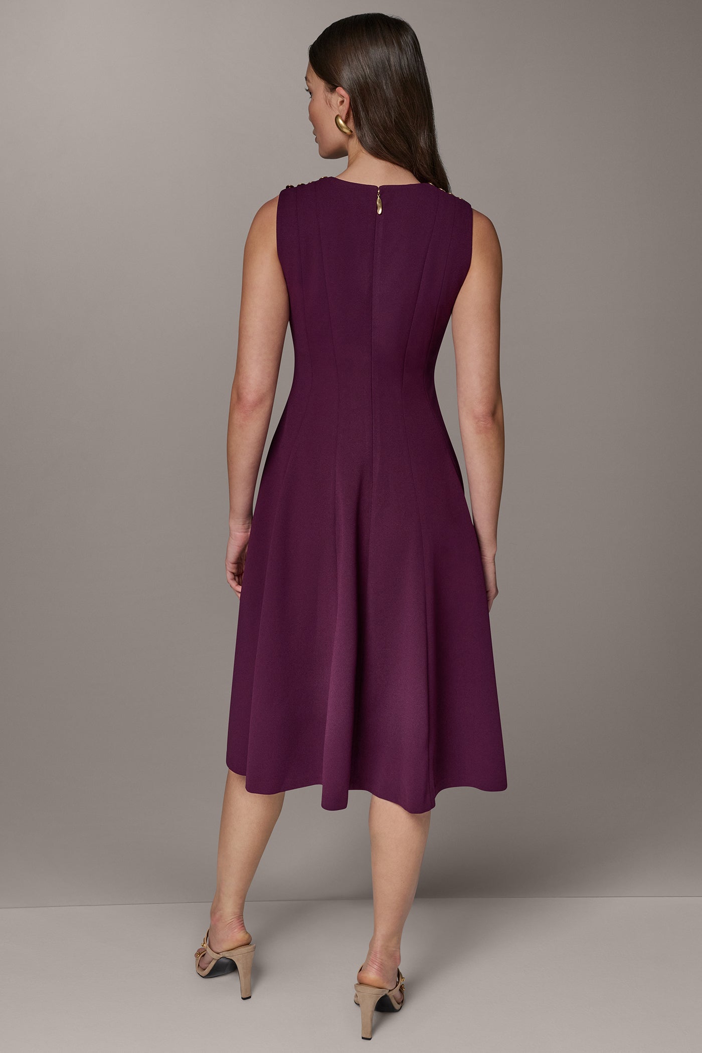 BUTTON MIDI FIT AND FLARE DRESS VIEW 3