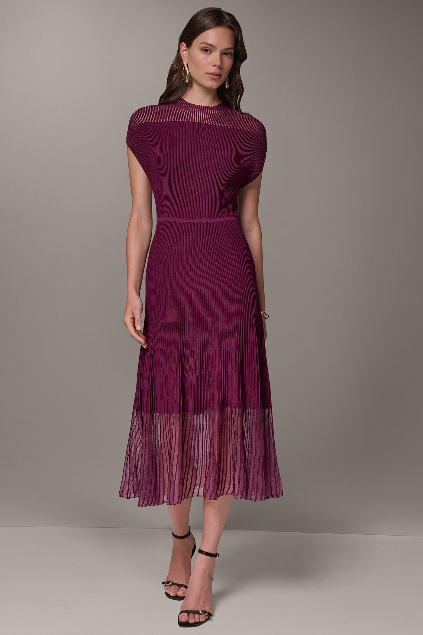 Donna Karan Women's Mock-Neck Midi Dress - Berry
