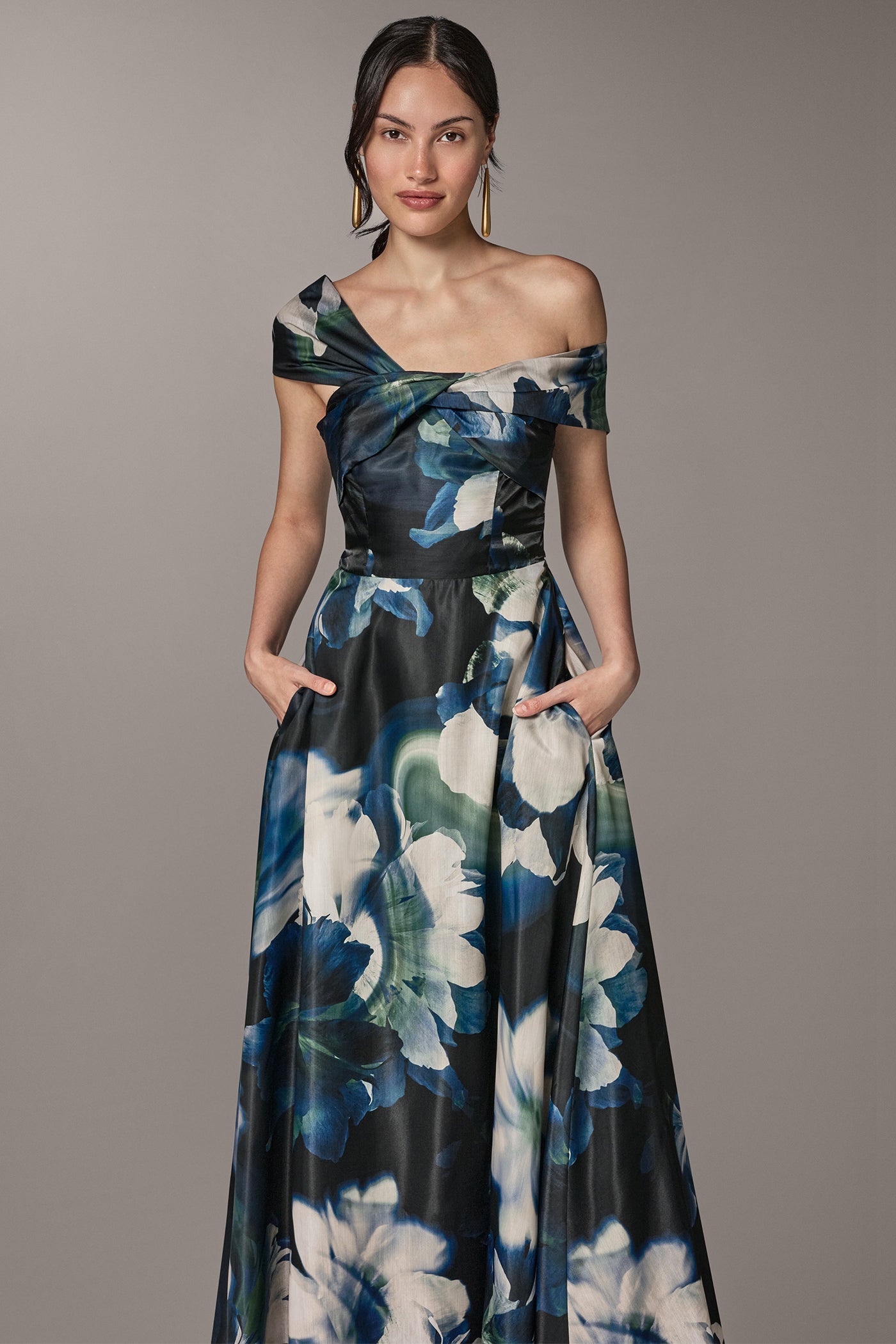 FLORAL OFF THE SHOULDER GOWN VIEW 6