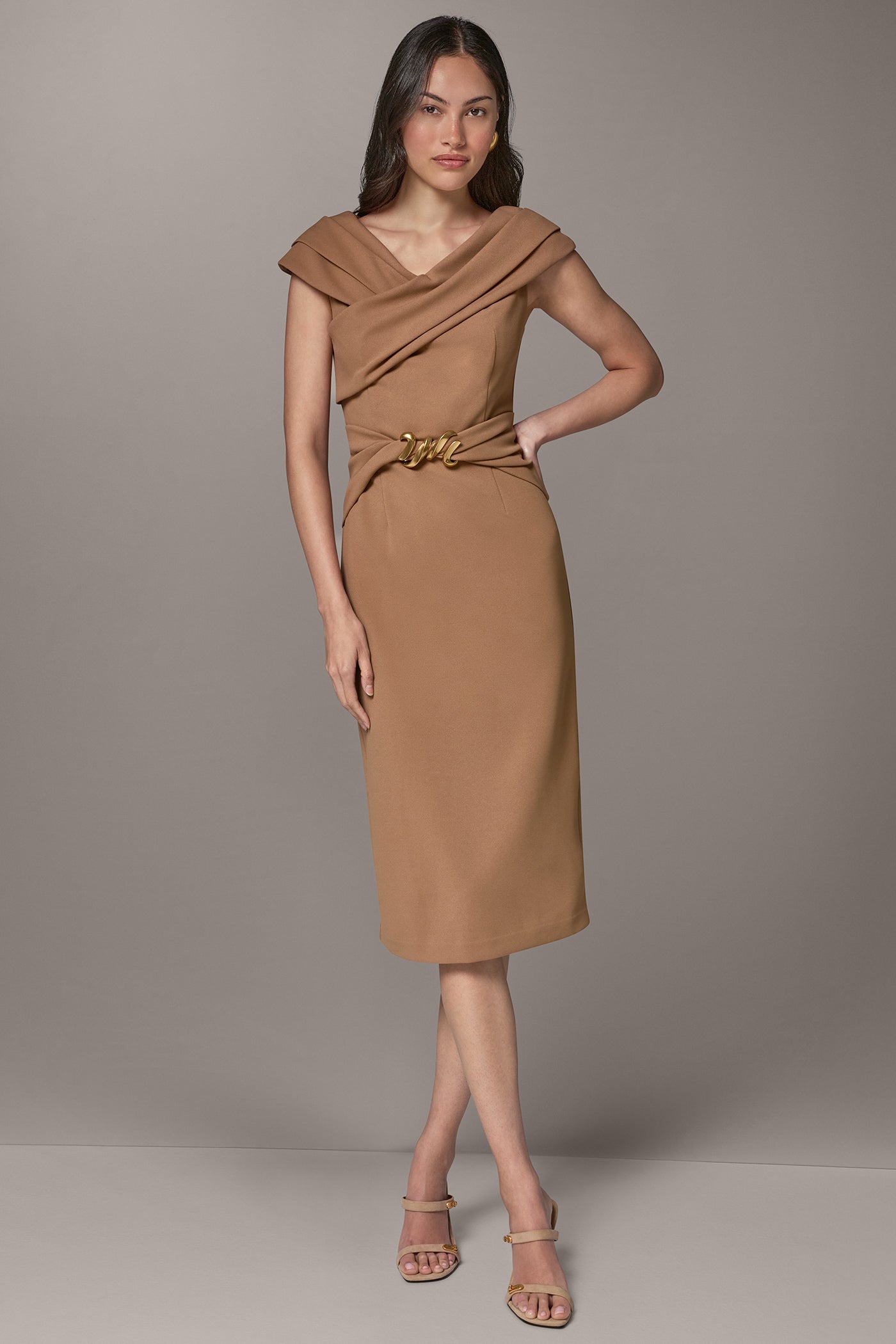PORTRAIT NECK MIDI SHEATH DRESS VIEW 8