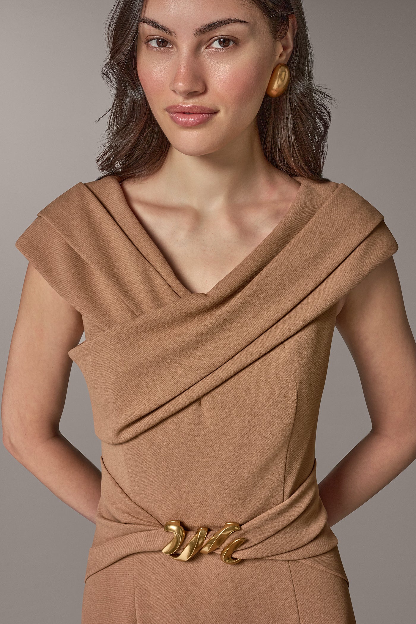 PORTRAIT NECK MIDI SHEATH DRESS VIEW 4