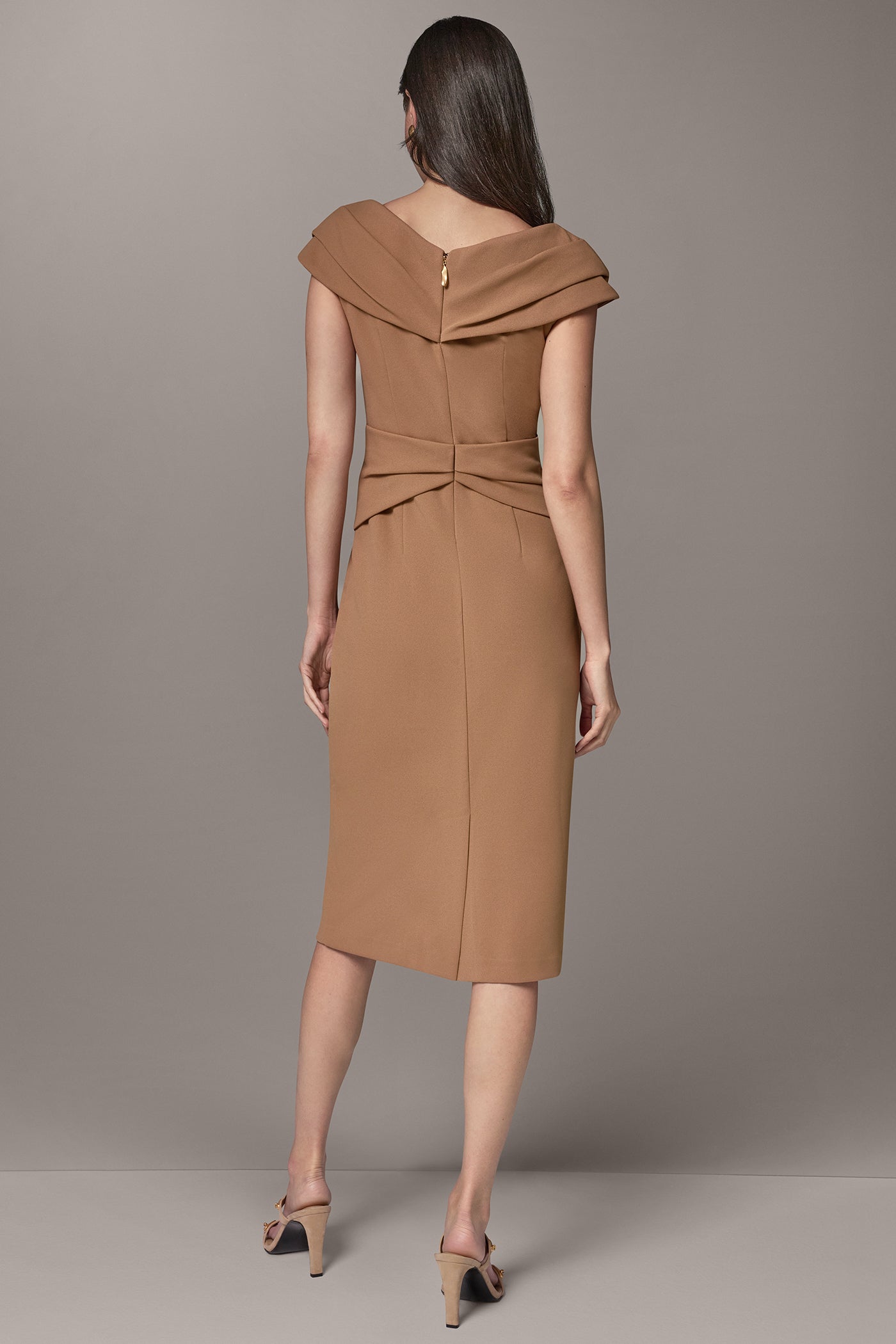 PORTRAIT NECK MIDI SHEATH DRESS VIEW 3