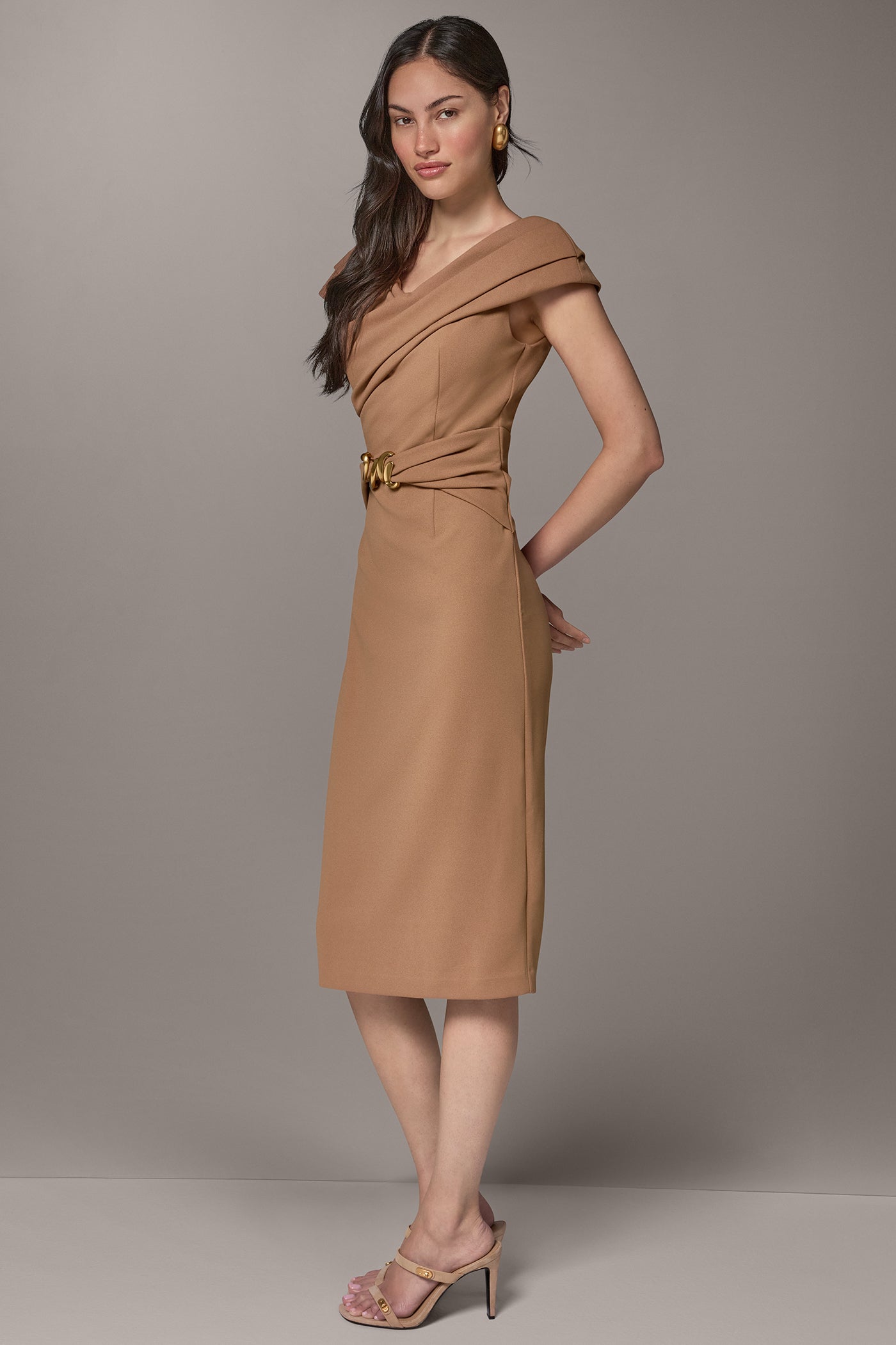PORTRAIT NECK MIDI SHEATH DRESS VIEW 2