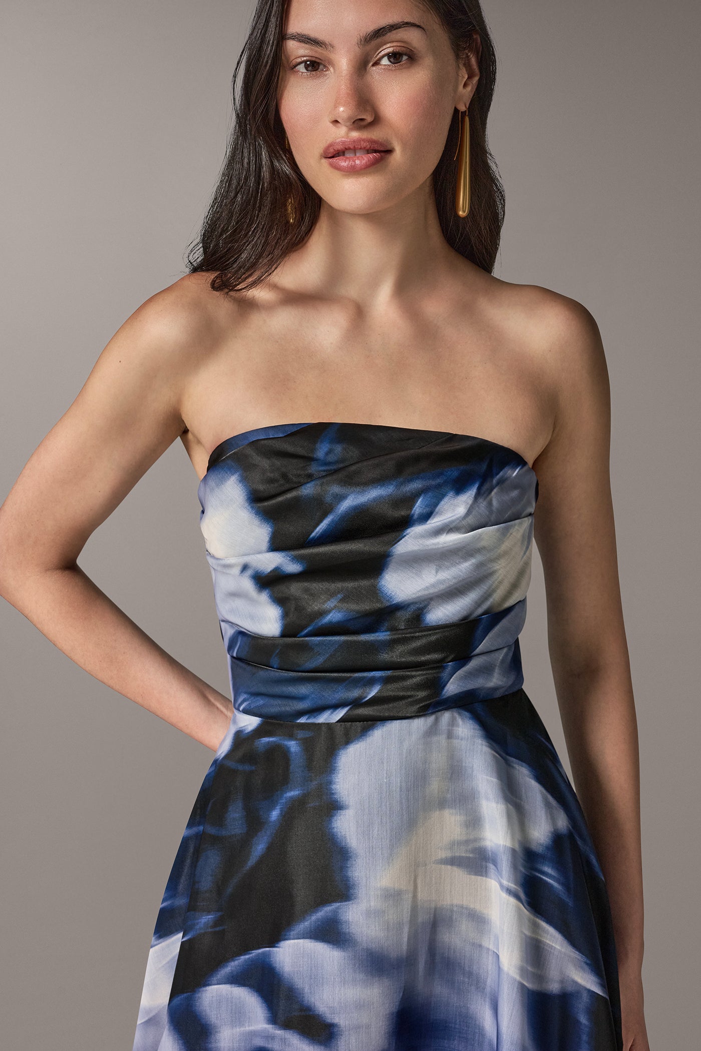 FLORAL STRAPLESS GOWN VIEW 2