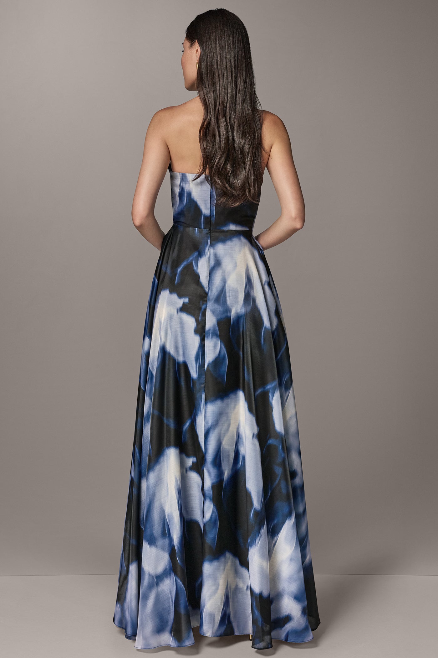 FLORAL STRAPLESS GOWN VIEW 3