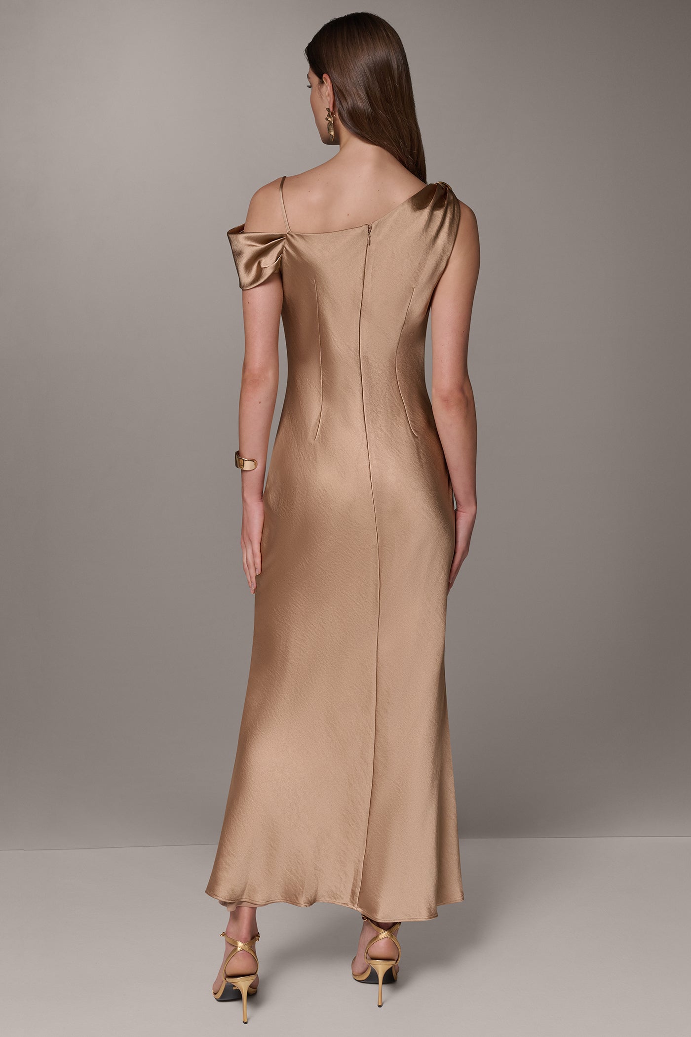 ASYMMETRICAL COWL NECK GOWN VIEW 2