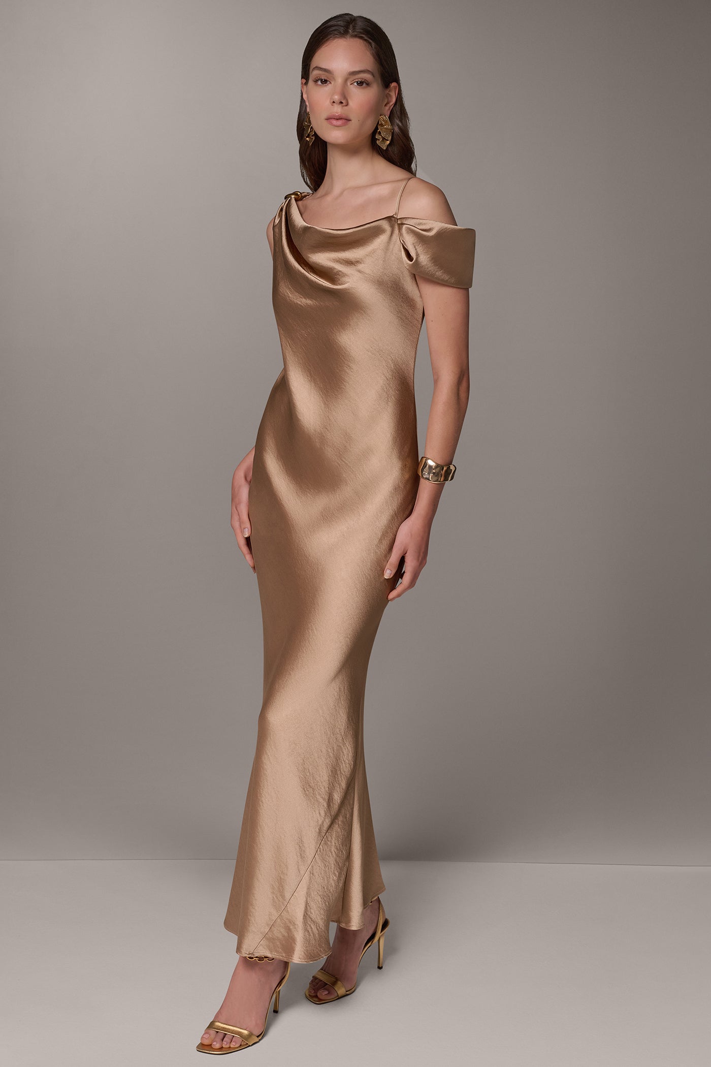 ASYMMETRICAL COWL NECK GOWN VIEW 4