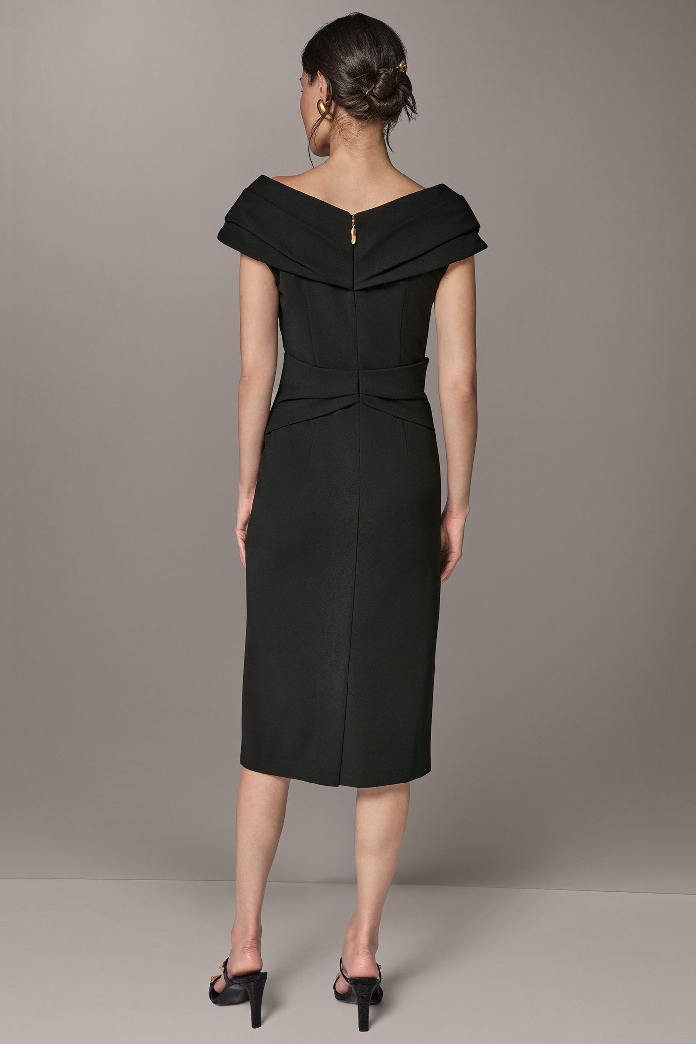 PORTRAIT NECK MIDI SHEATH DRESS VIEW 3