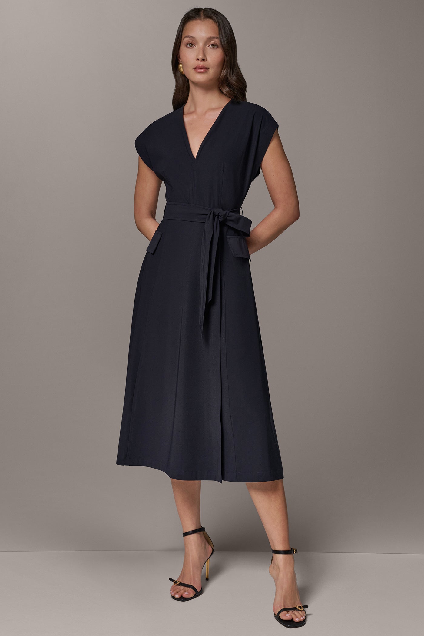 LUXE MIDI A-LINE DRESS VIEW 1