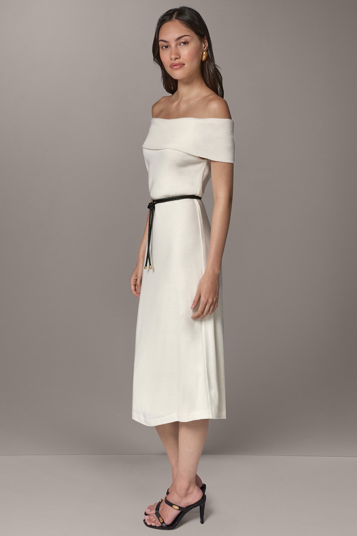 OFF THE SHOULDER MIDI SHEATH DRESS VIEW 2