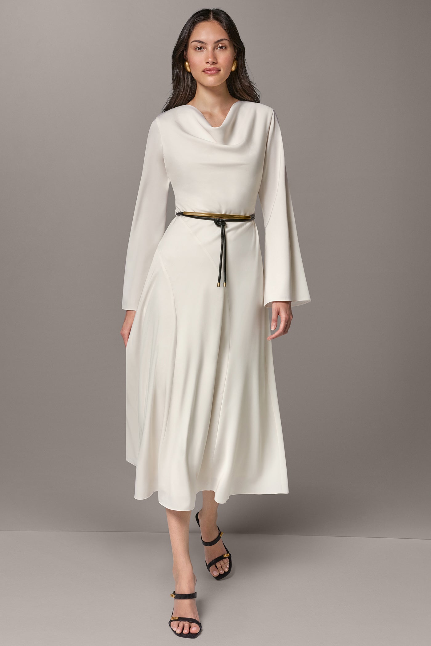 BELL SLEEVE MIDI A-LINE DRESS VIEW 1