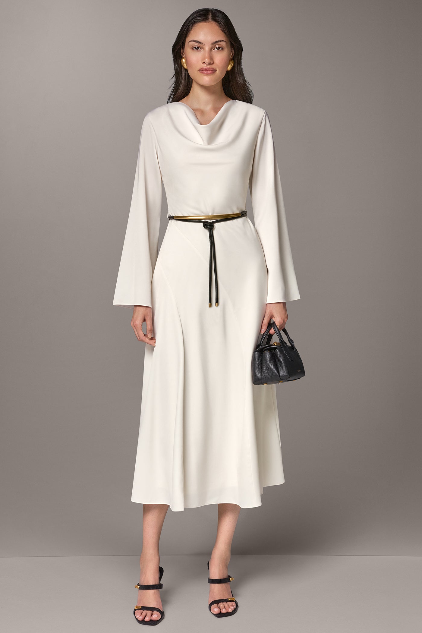 BELL SLEEVE MIDI A-LINE DRESS VIEW 8