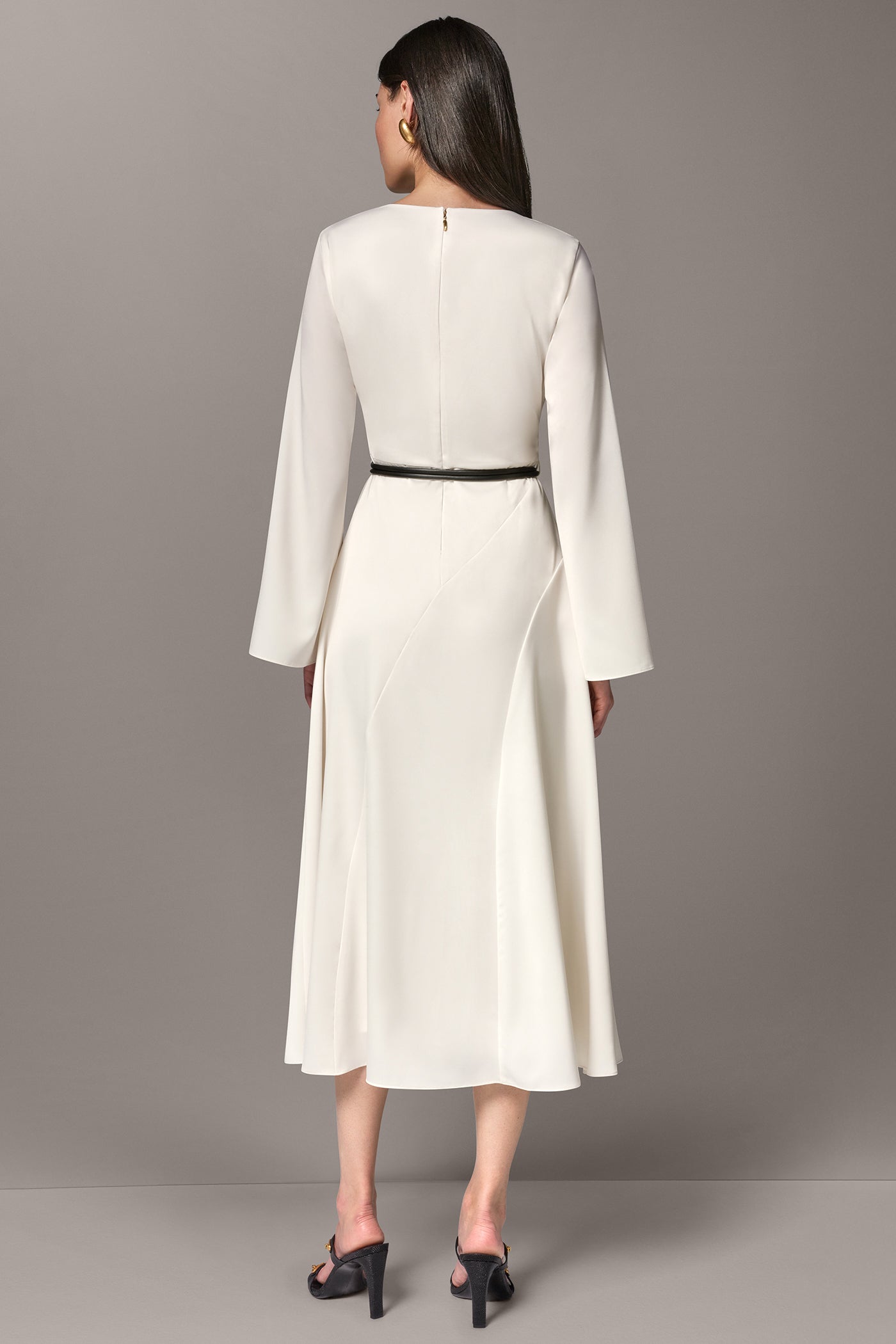 BELL SLEEVE MIDI A-LINE DRESS VIEW 3