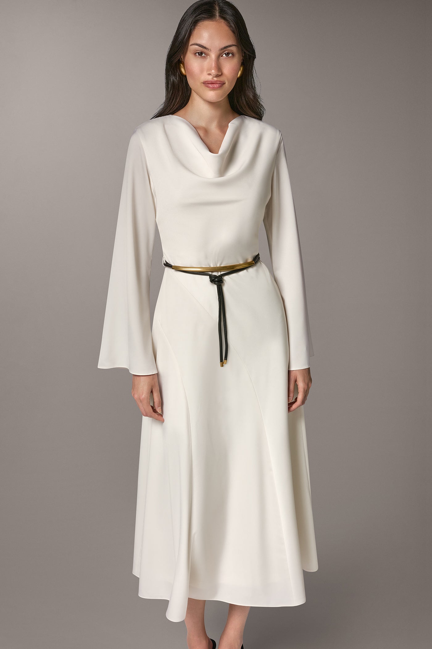 BELL SLEEVE MIDI A-LINE DRESS VIEW 7