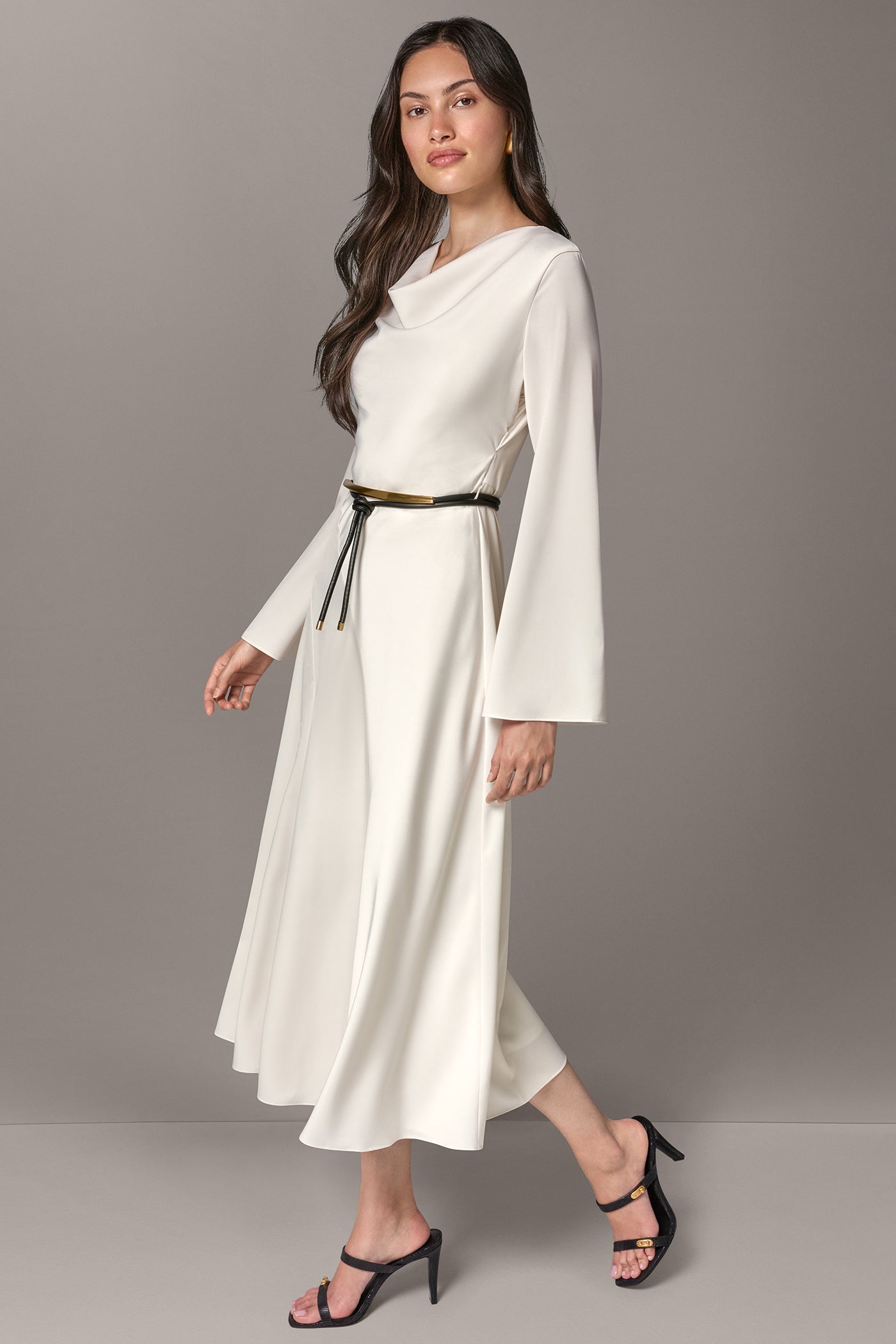 BELL SLEEVE MIDI A-LINE DRESS VIEW 2