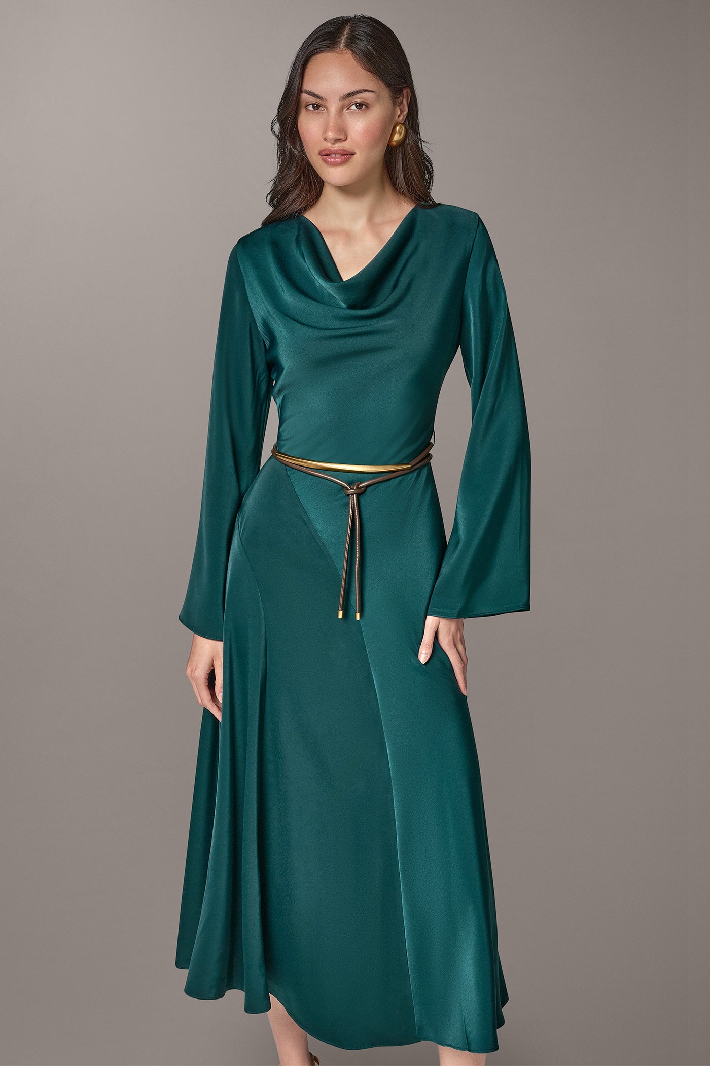 BELL SLEEVE MIDI A-LINE DRESS VIEW 7