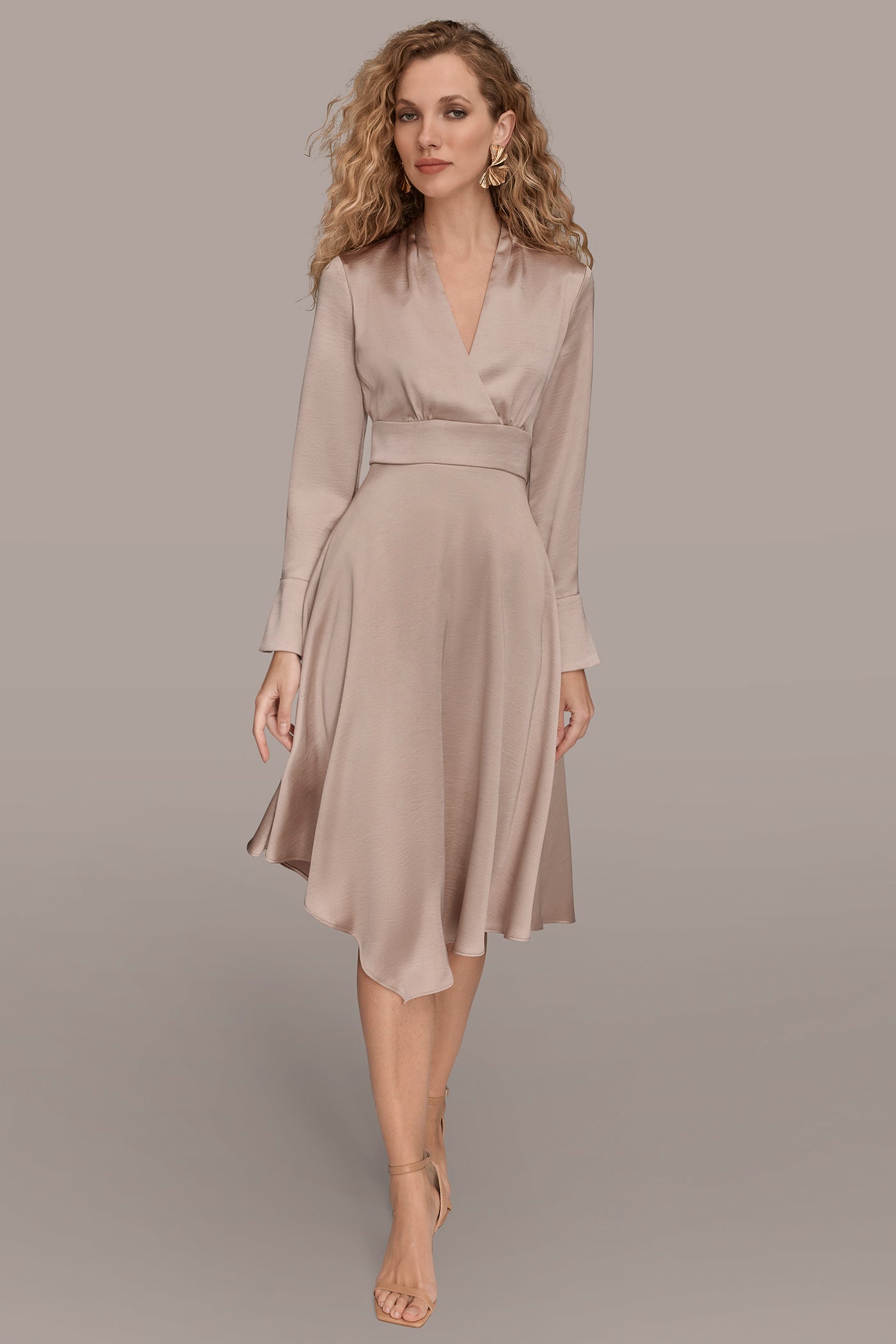 WRAP-EFFECT ASYMMETRIC MIDI DRESS | View 1 | Office to Evening Dresses
