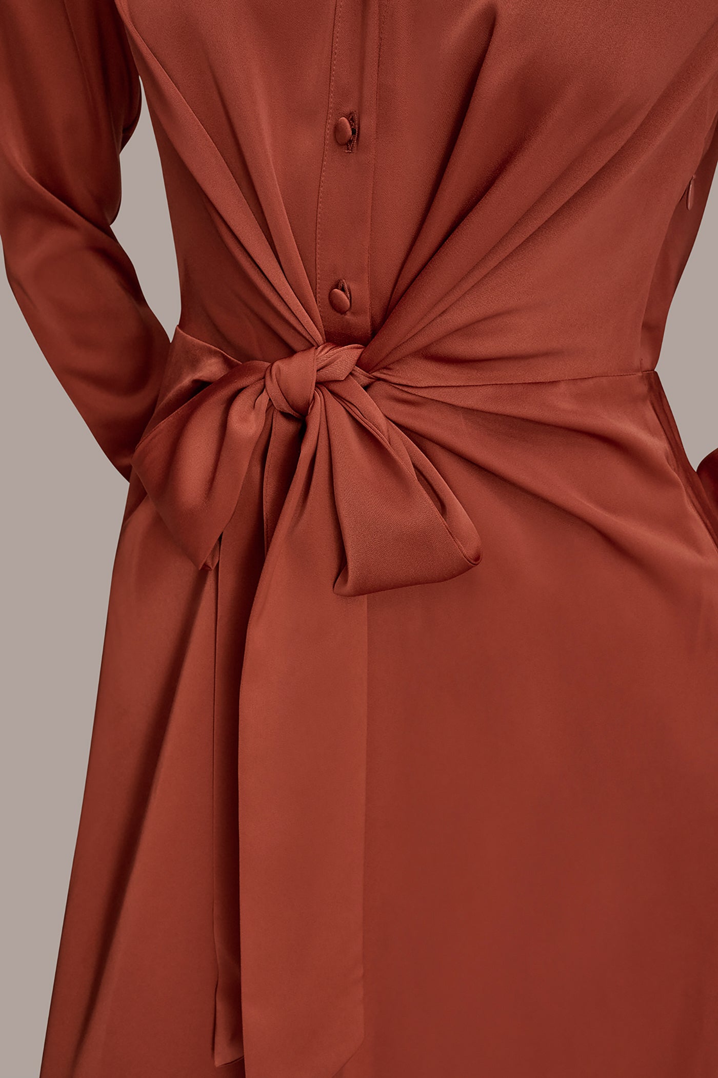 TIE FRONT SATIN MIDI SHIRT DRESS VIEW 5 | Office to Evening Dresses