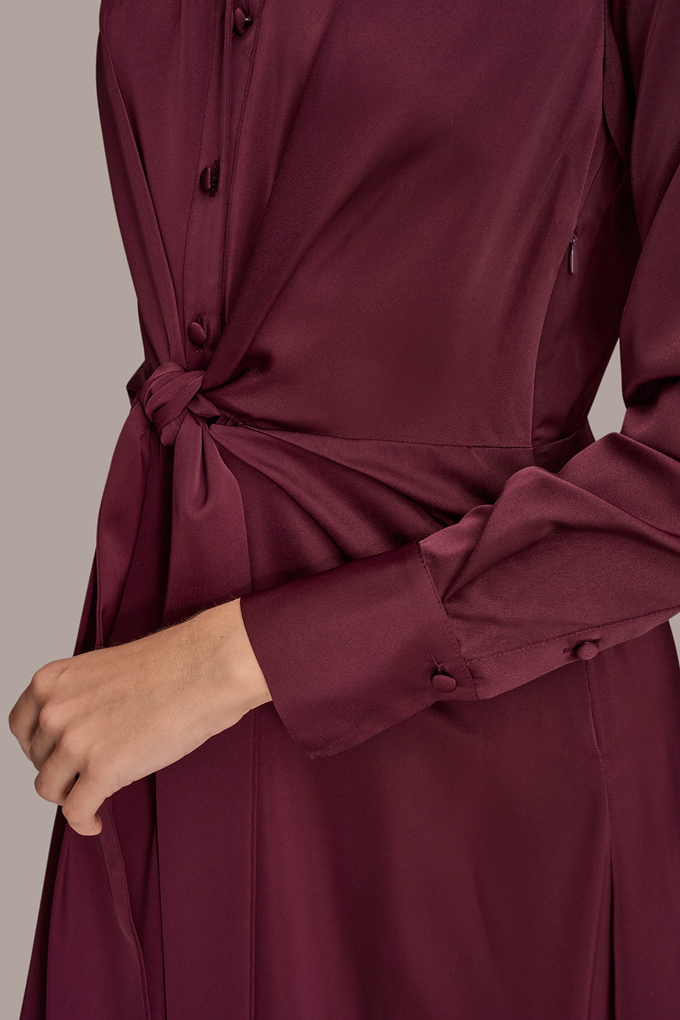 TIE FRONT SATIN MIDI SHIRT DRESS VIEW 5 | Office to Evening Dresses