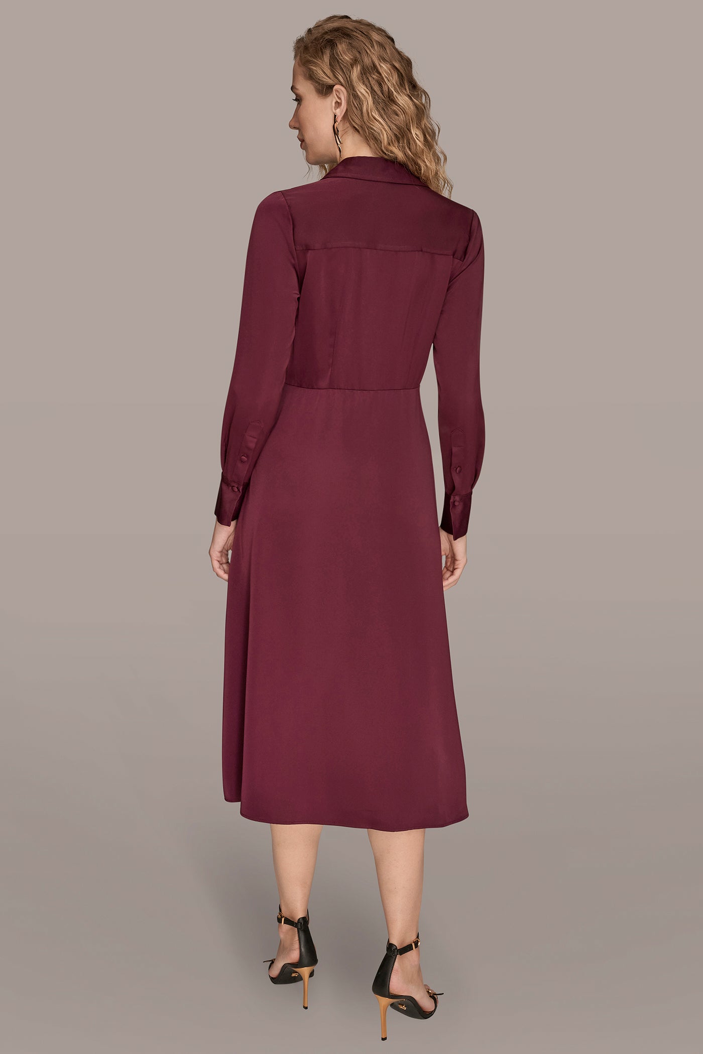 TIE FRONT SATIN MIDI SHIRT DRESS | View 2 | Office to Evening Dresses