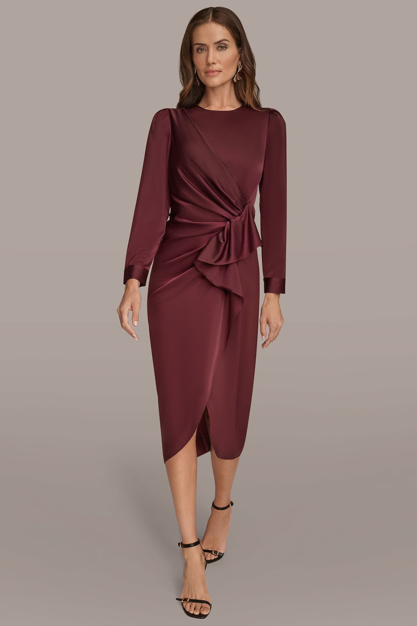 RUFFLED RUCHED MIDI DRESS | View 1 | Cocktail & Party